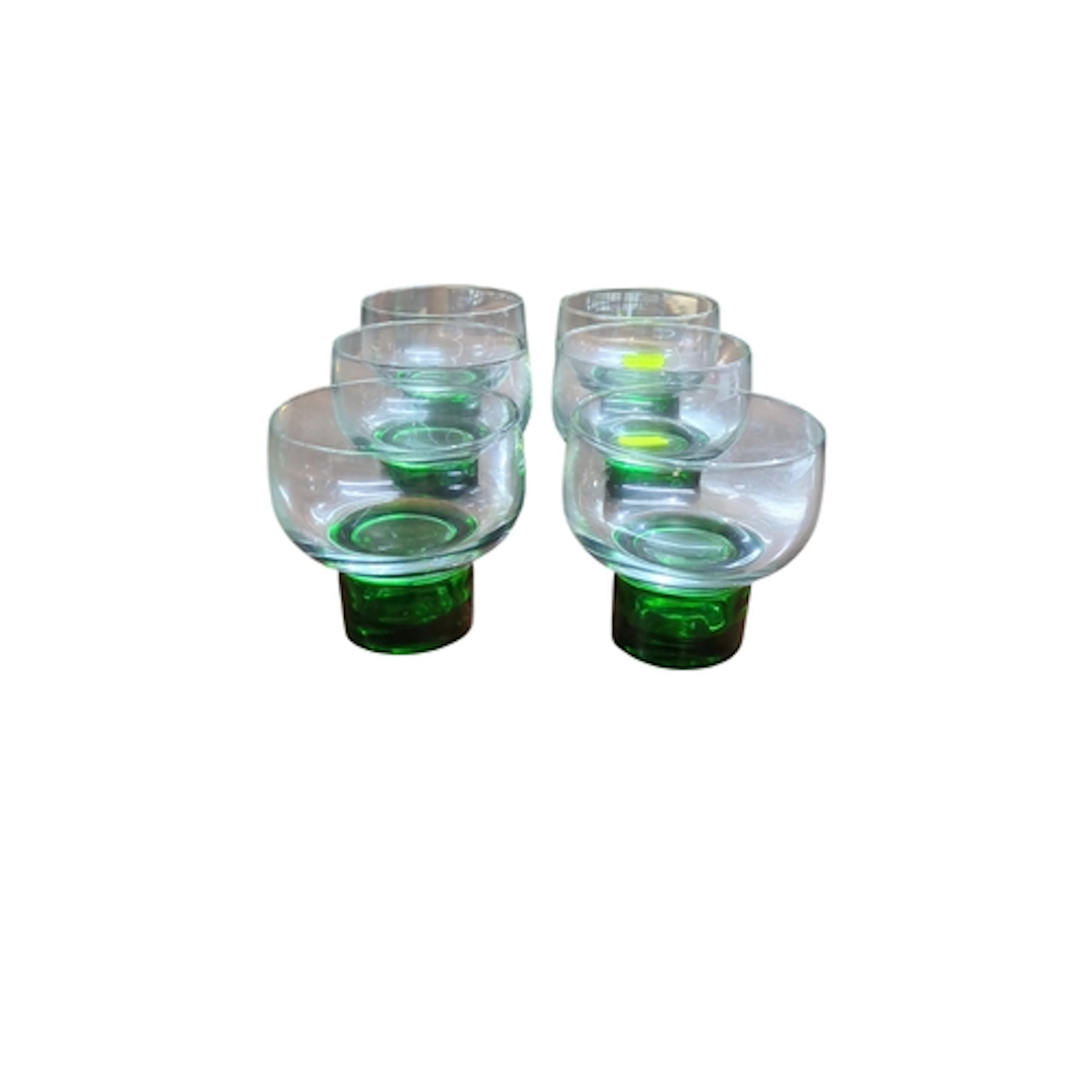 A set of French glass dessert coupes, each with a clear roun...