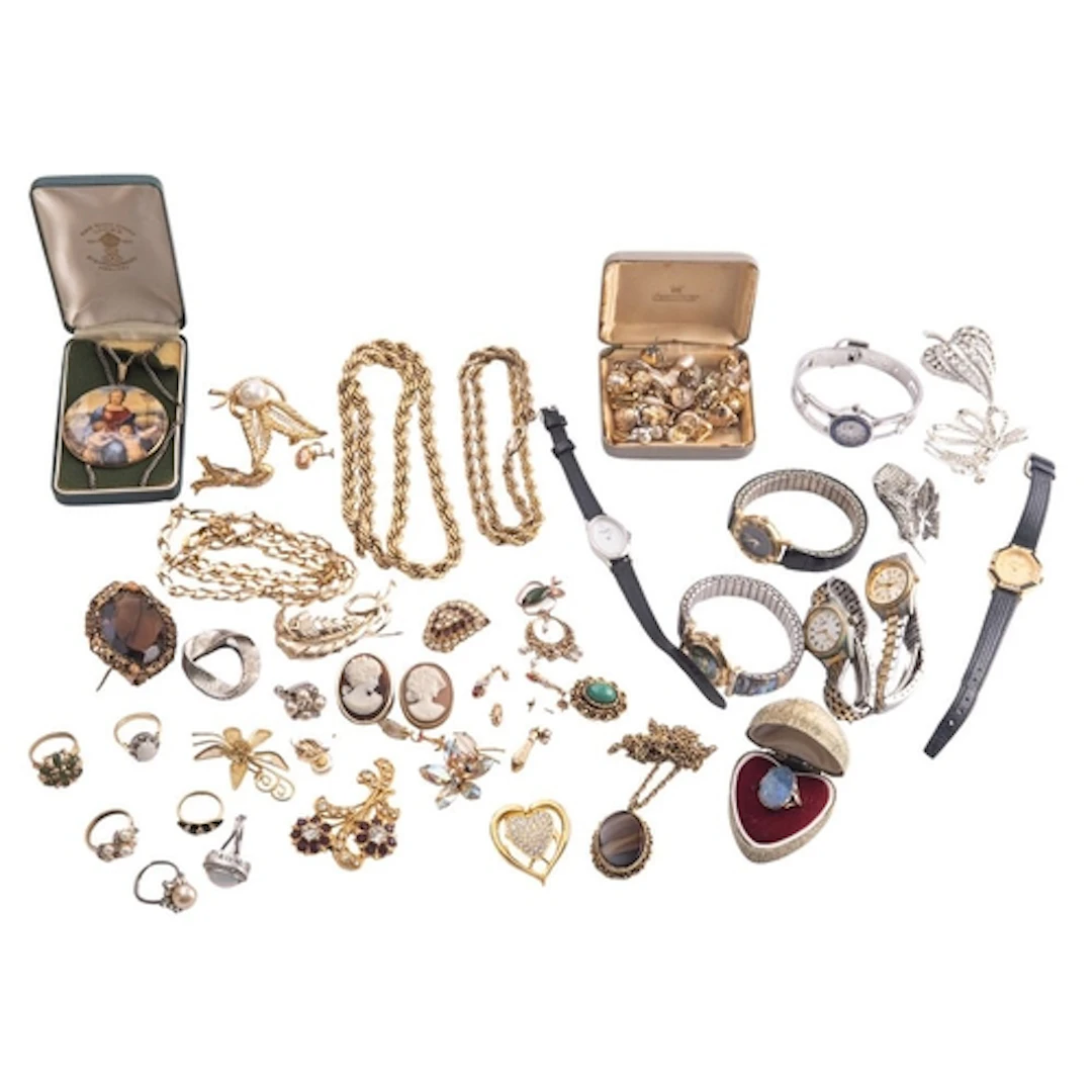 A parcel of various costume jewellery, watches etc.