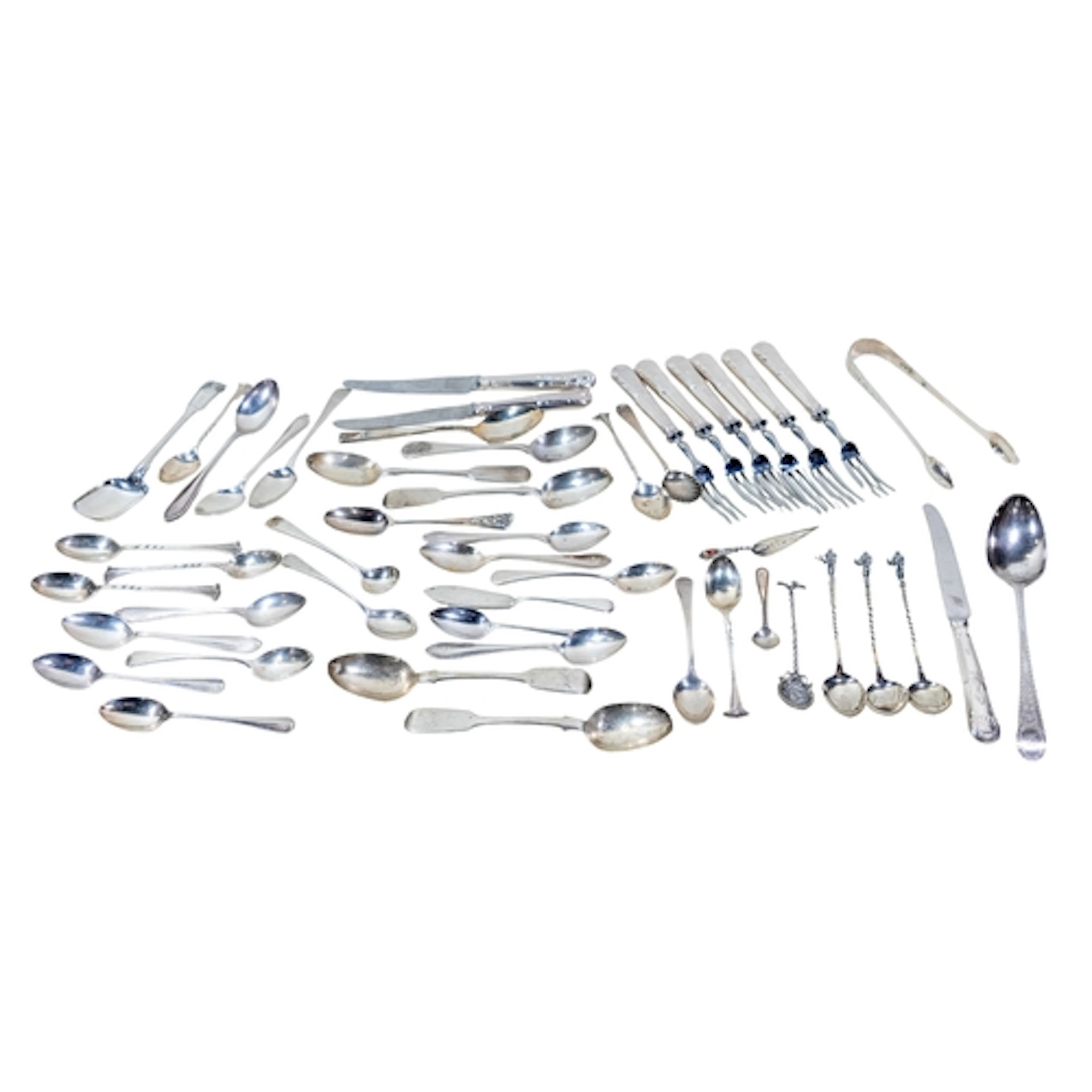 A large collection of silver flatware of varying dates and m...