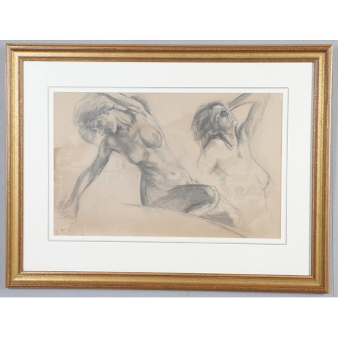 KARL KOPPING (1848-1914). NUDE STUDY. Pencil signed and insc...
