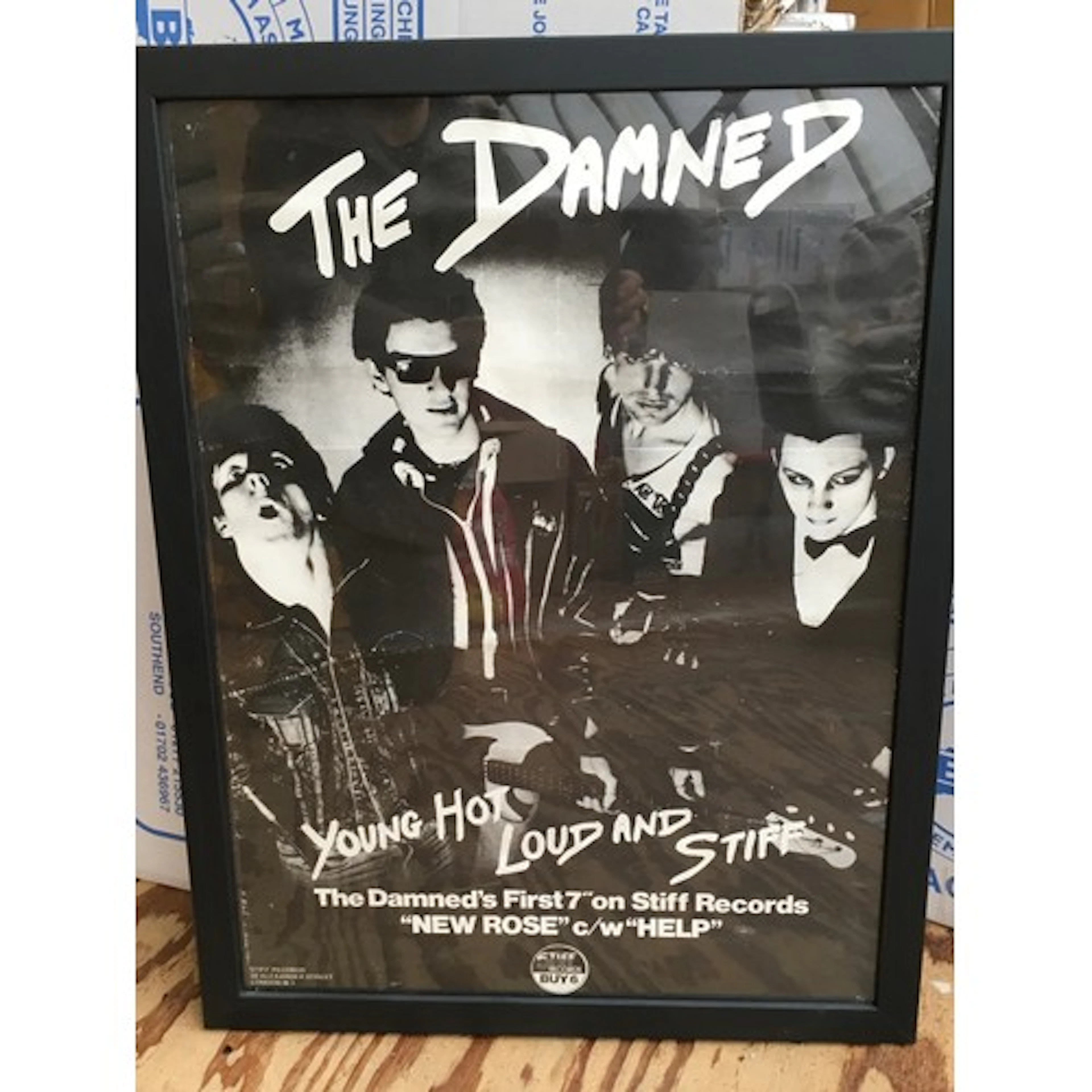A framed and glazed poster for The Damned's debut single New...