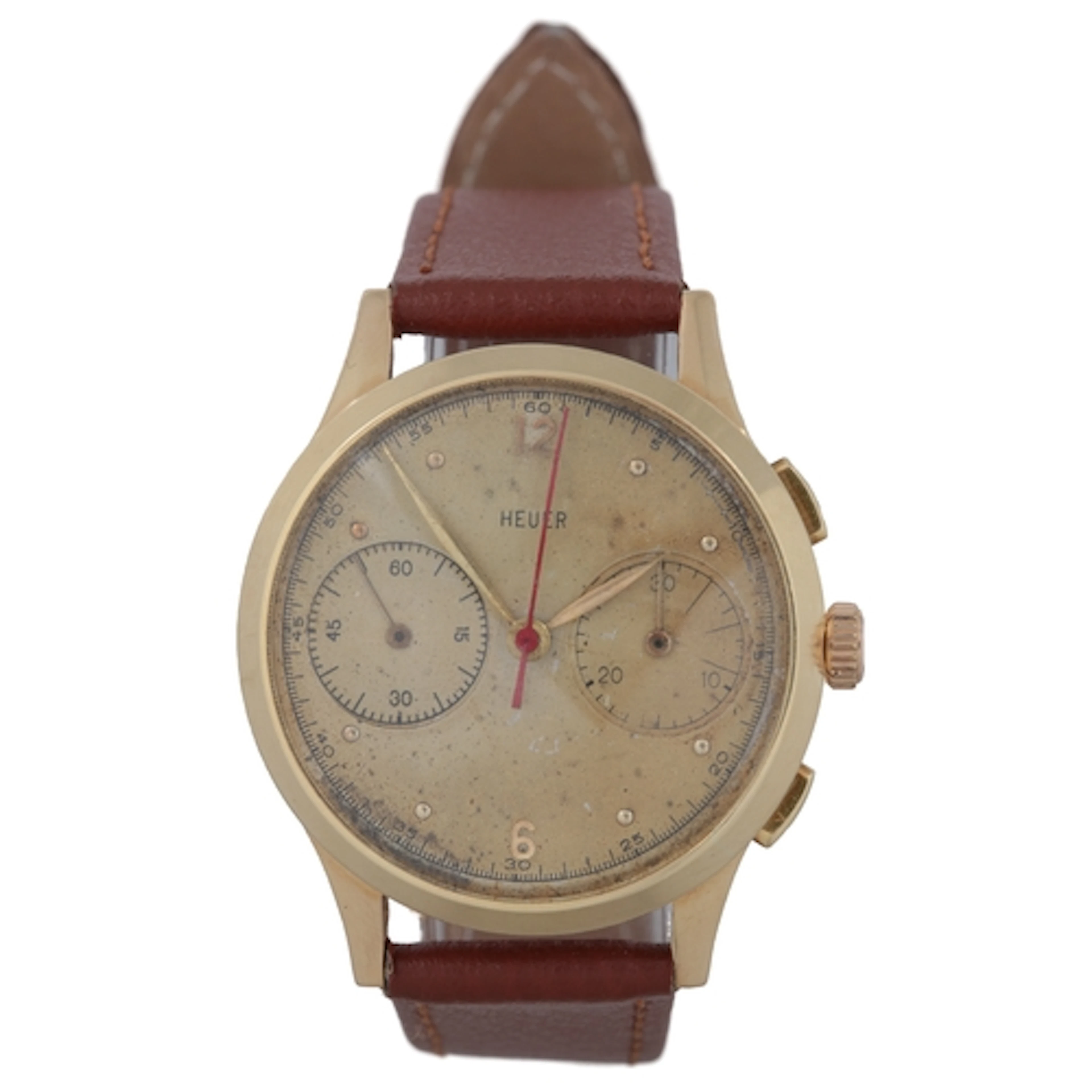 A gentleman's 1940's 18ct gold Heuer chronograph manual wind...
