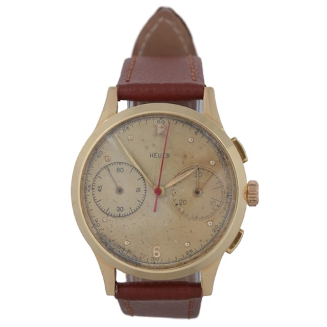 A gentleman's 1940's 18ct gold Heuer chronograph manual wind...