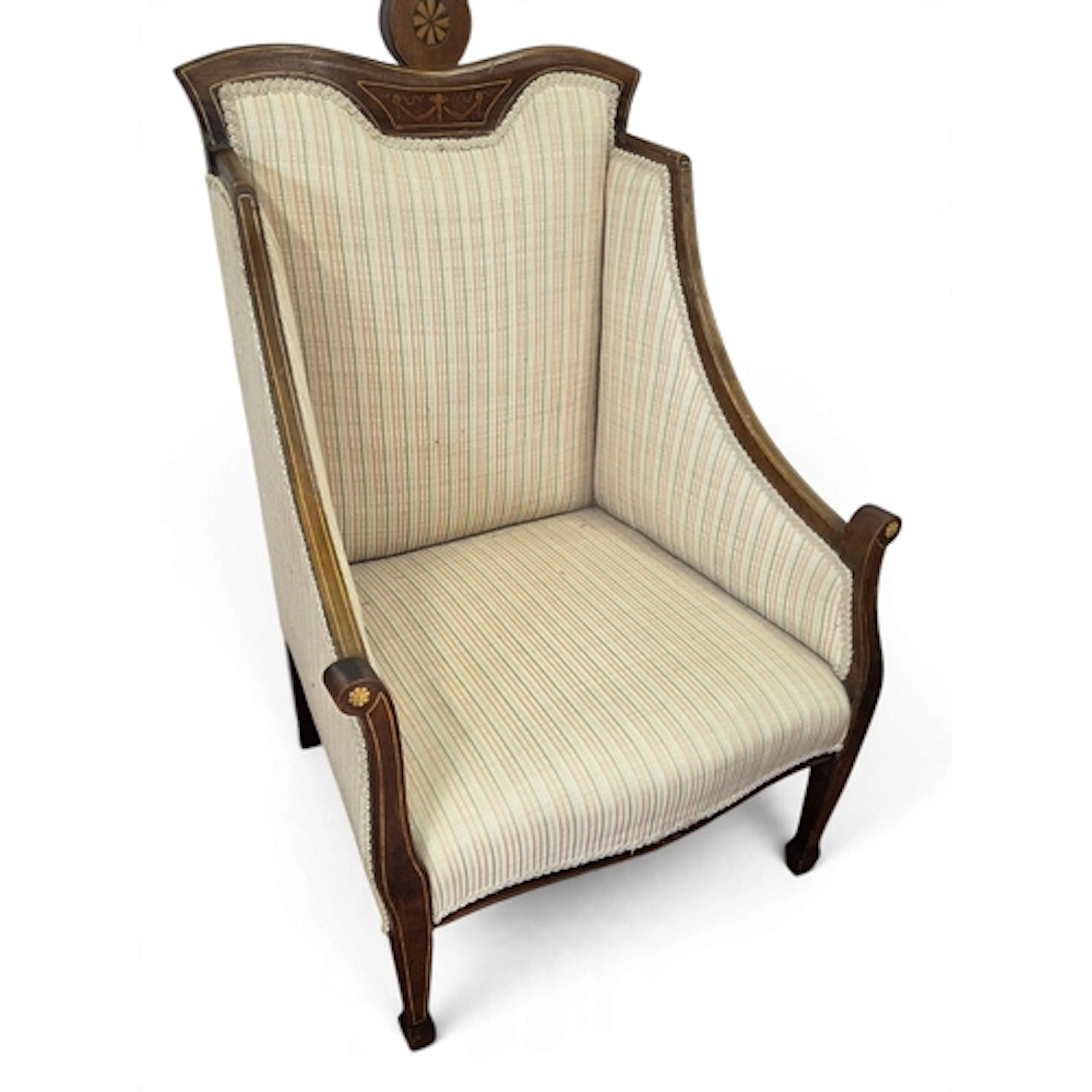 An Edwardian Mahogany showframe Armchair. W 64 x SH 36 x BH ...