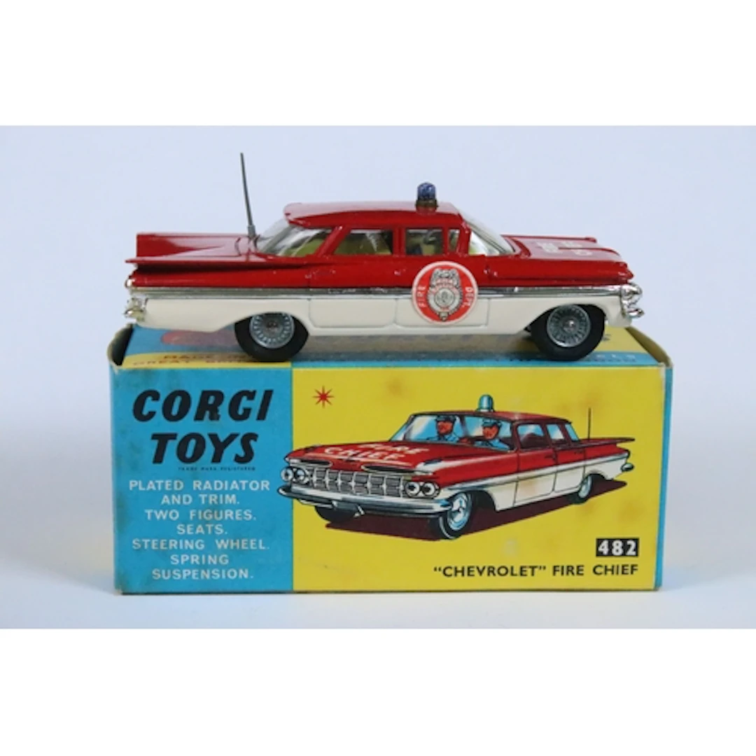 Boxed Corgi 482 Chevrolet Fire Chief diecast model in excell...