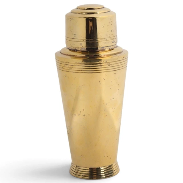 An Art Deco gilded 1 1/2 pint cocktail shaker, attributed to...