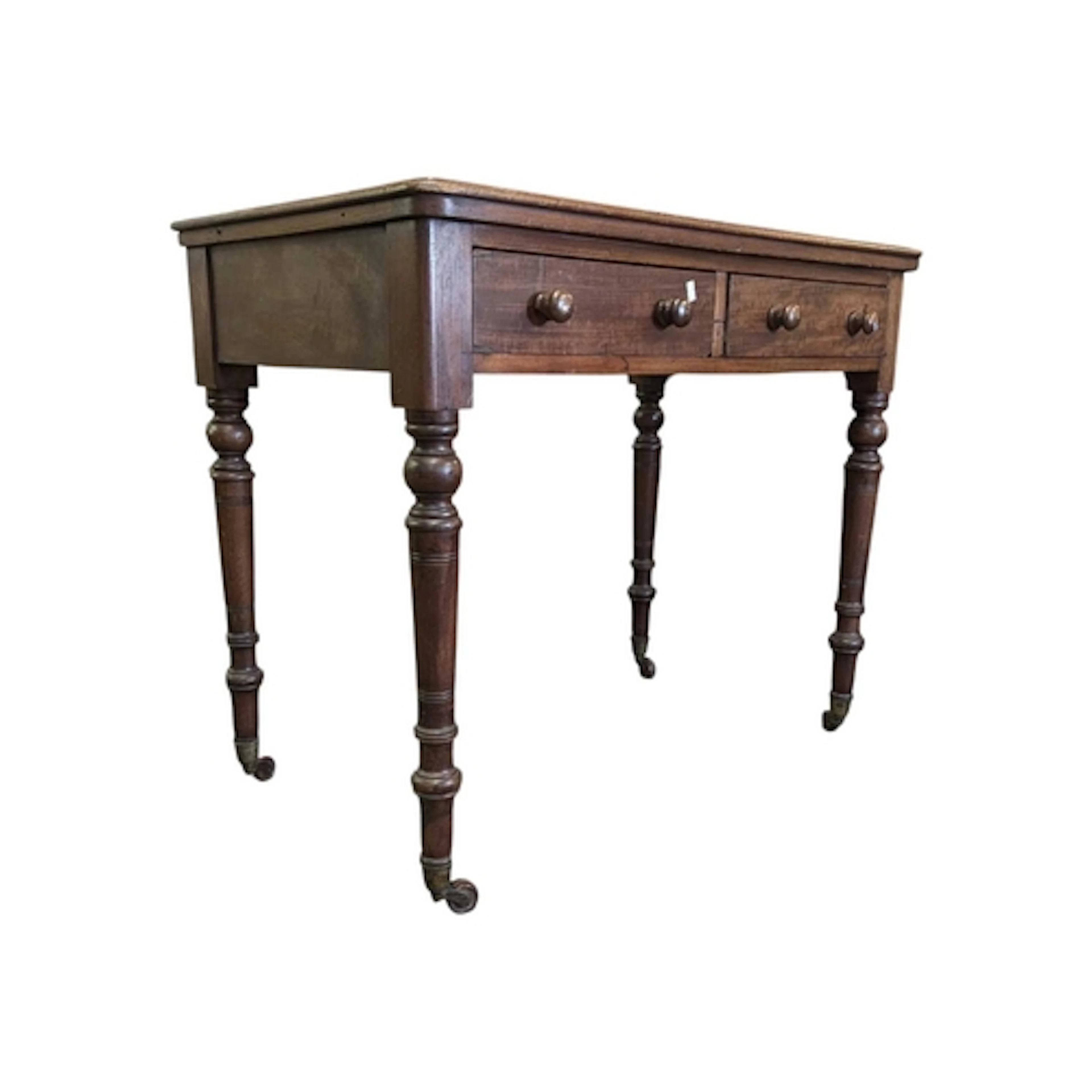 A 19th century Victorian mahogany writing desk table. The de...