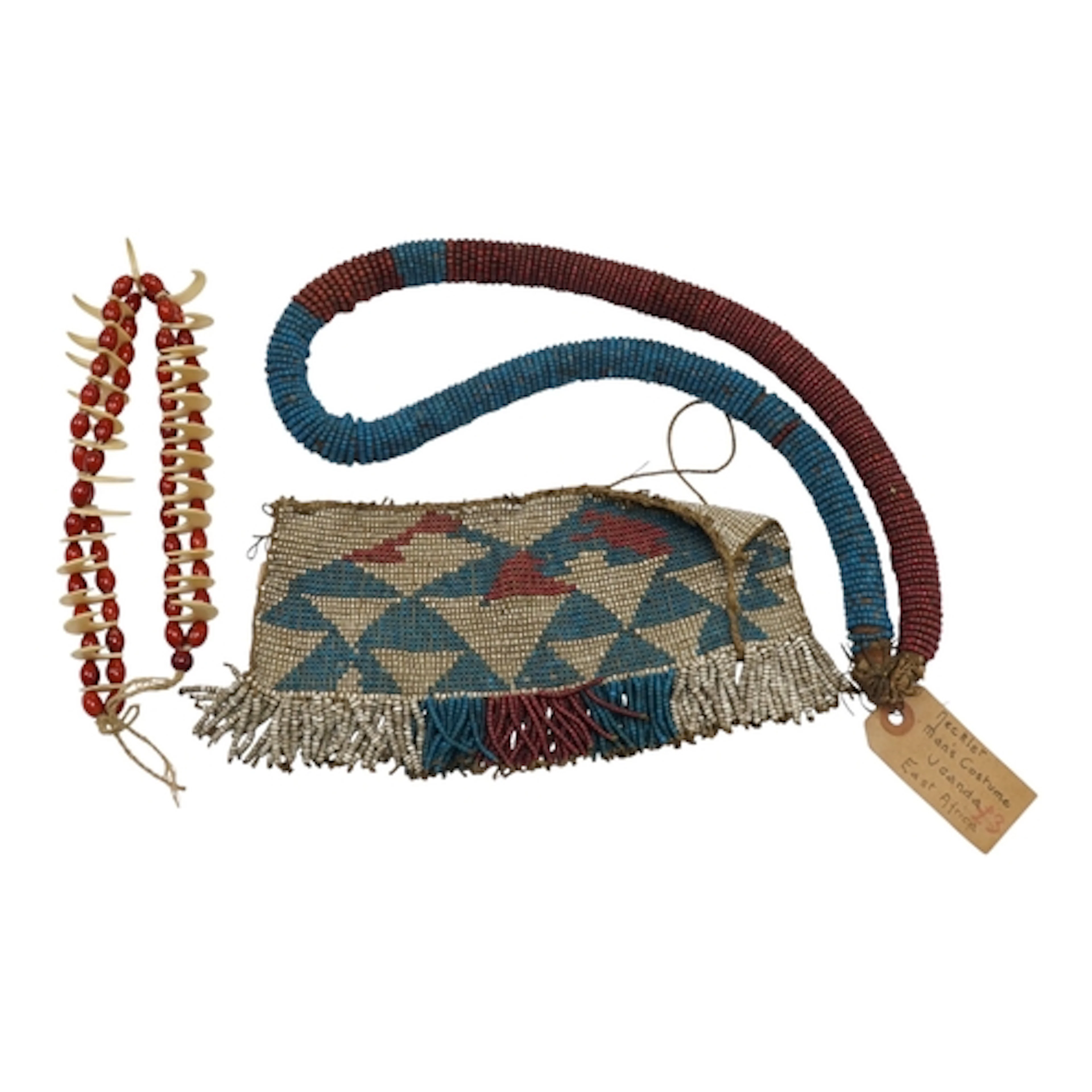 A gentleman's Ugandan bead costume necklet, a similar lady's...