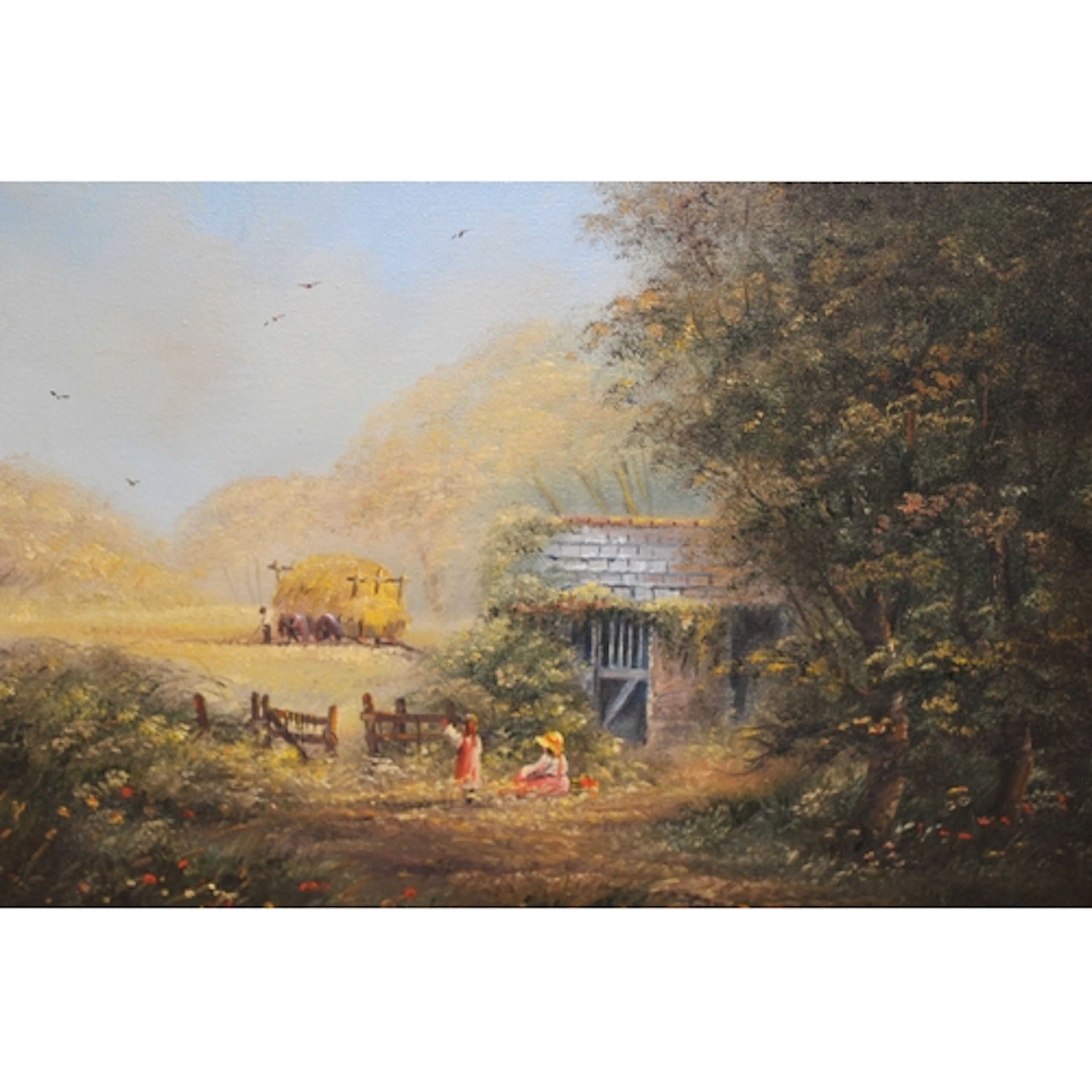 Ted Dyer, oil on board, young girls watching a figure with h...