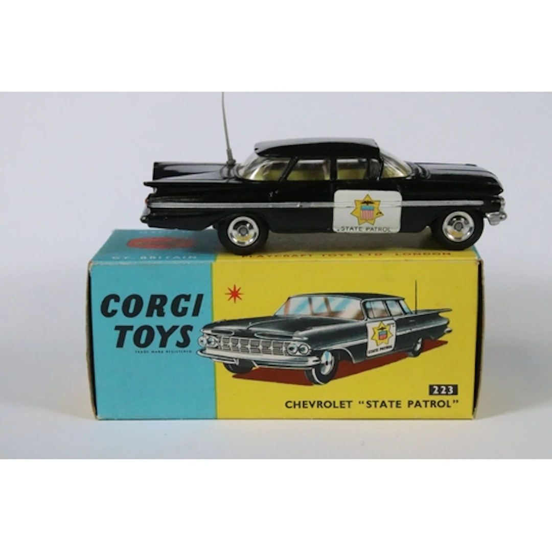 Boxed Corgi 223 Chevrolet State Police Car diecast model wit...