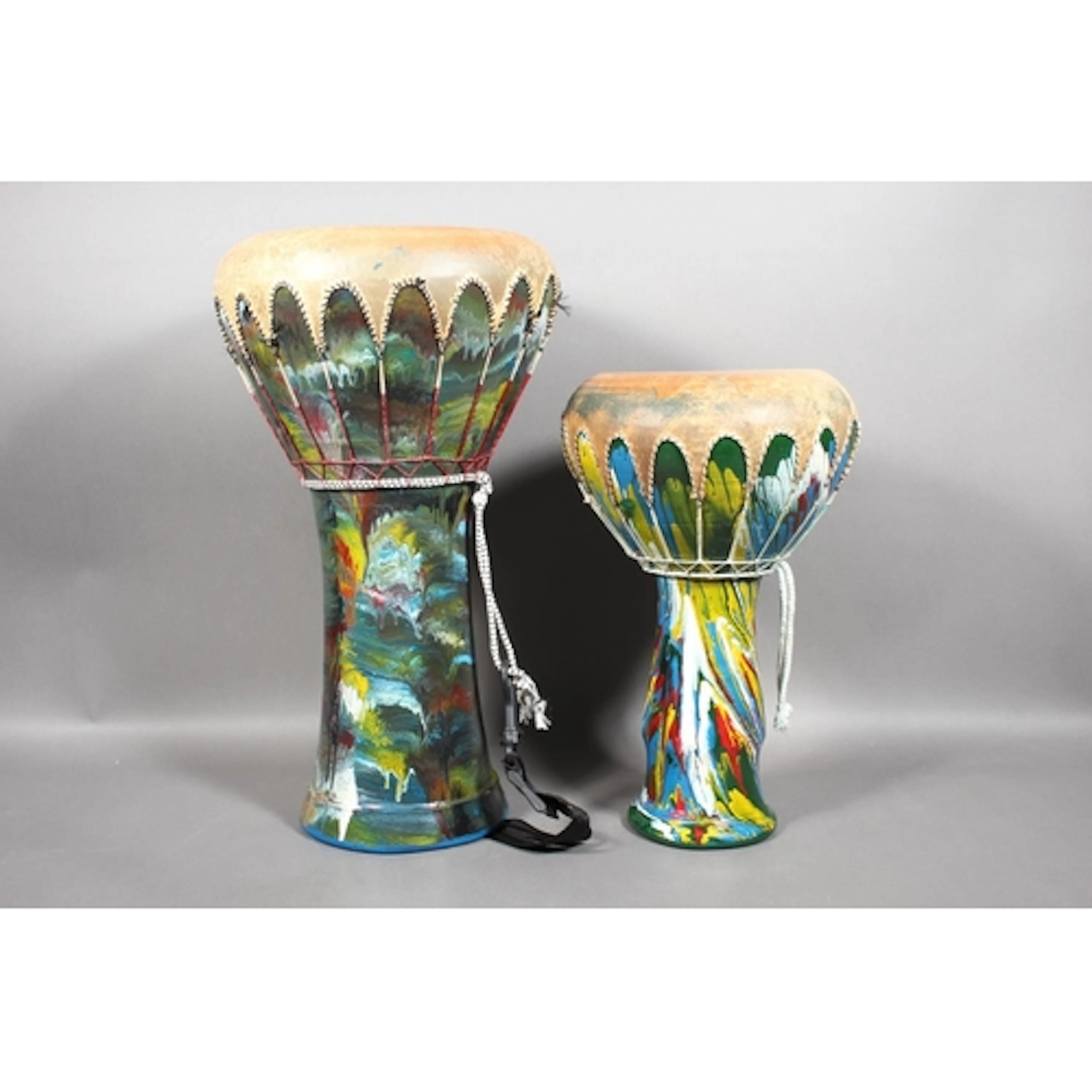Vintage Terracotta hand painted Darbuka single drums (2)