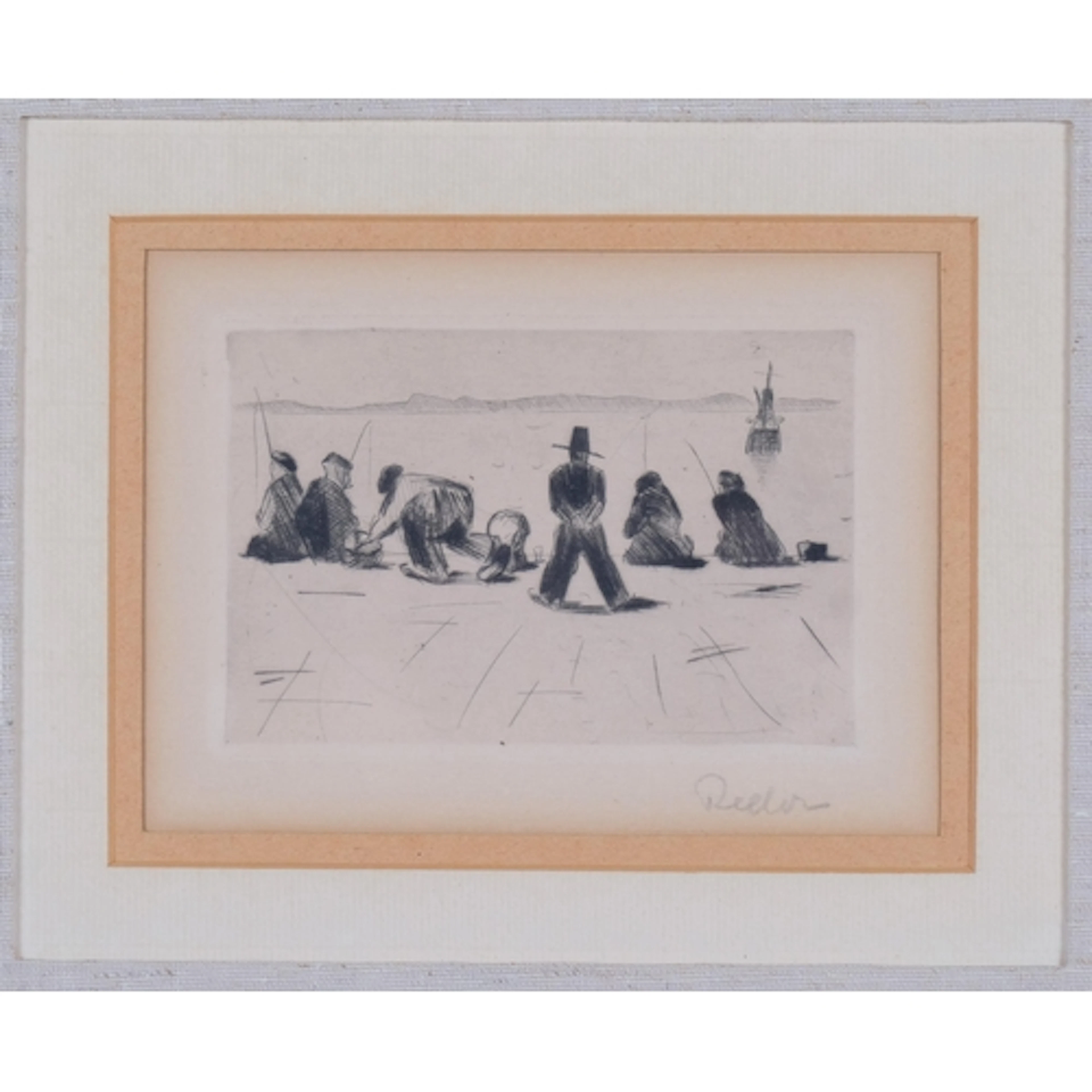 Alfred Reder (1901 - 1944), Fishermen In Cadiz, etching, 192...