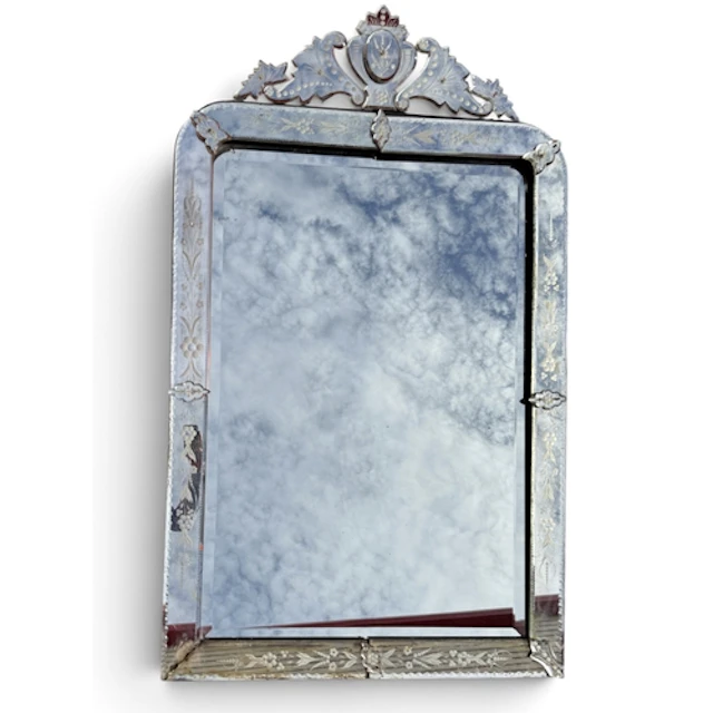 A VENETIAN GLASS WALL MIRROR 98cm x 163cm