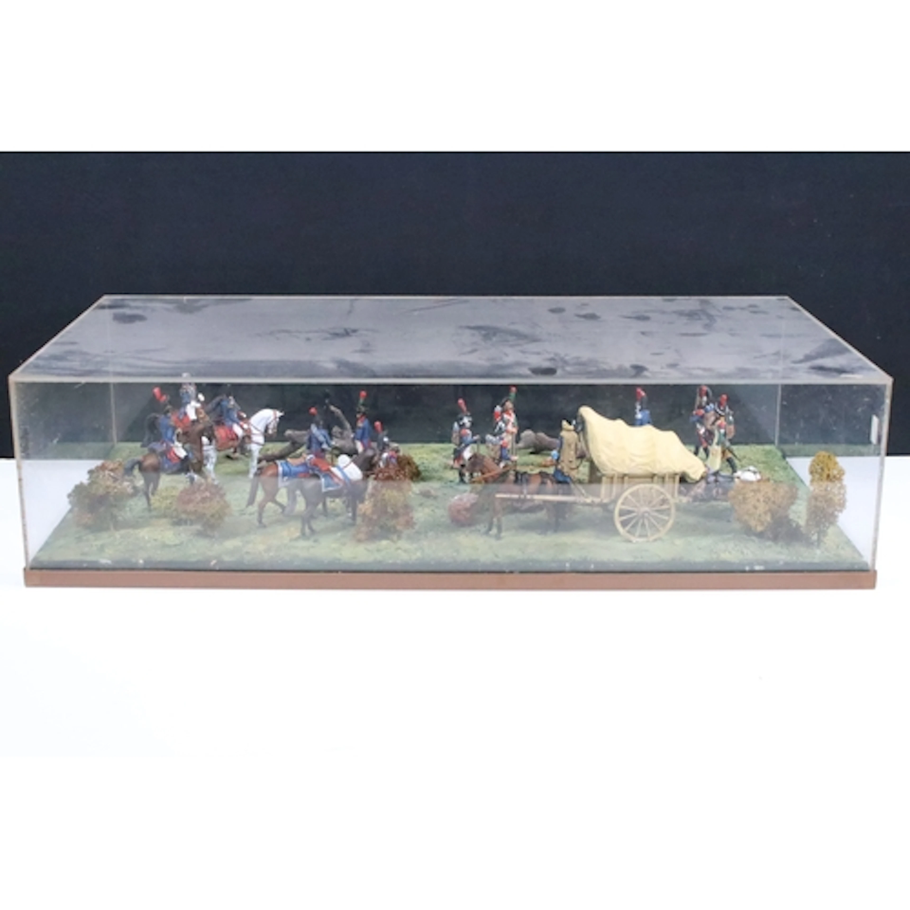 Cased Napoleonic metal figure diorama scene in plastic displ...