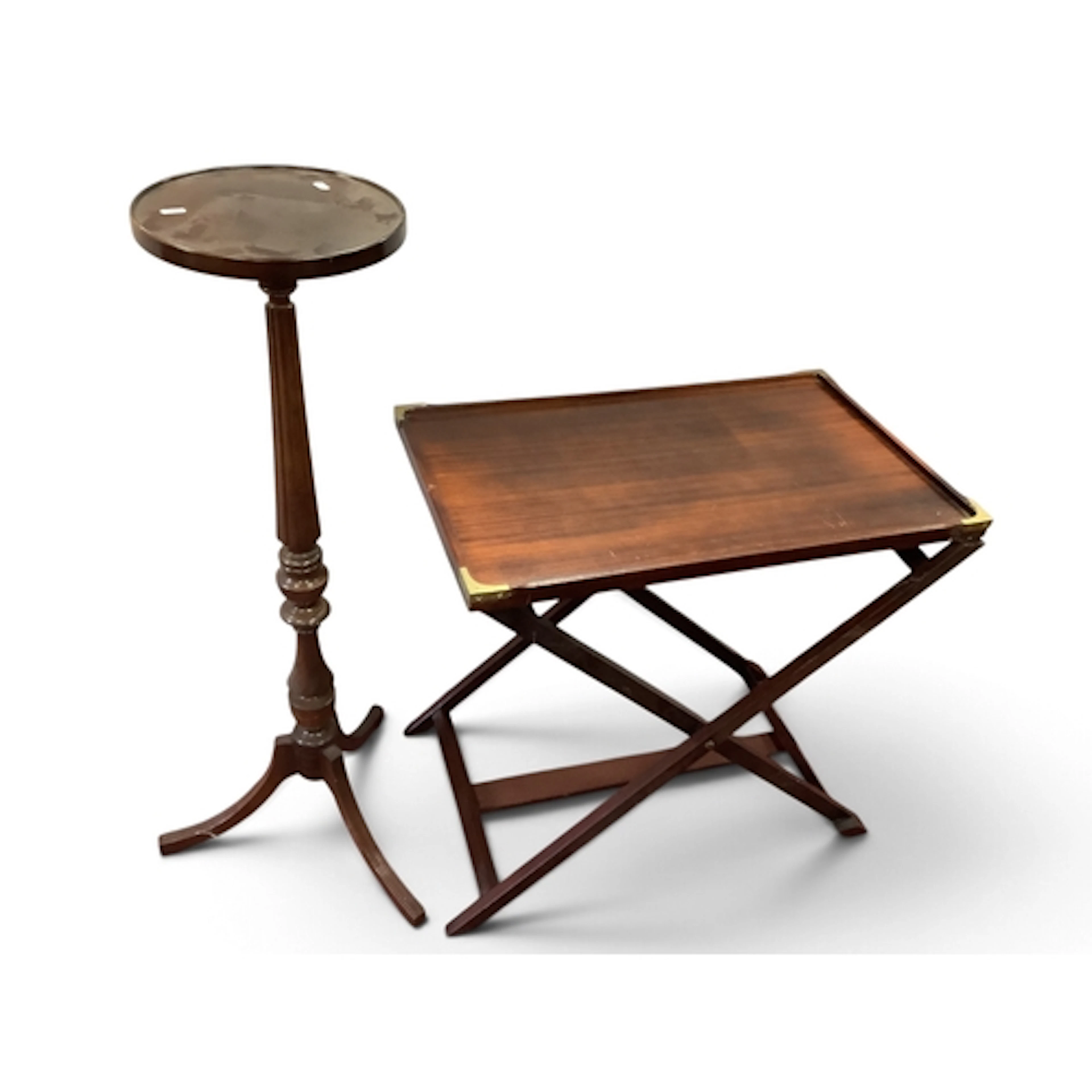Mahogany Torchere, 106cm high. Butler's tray with brass corn...