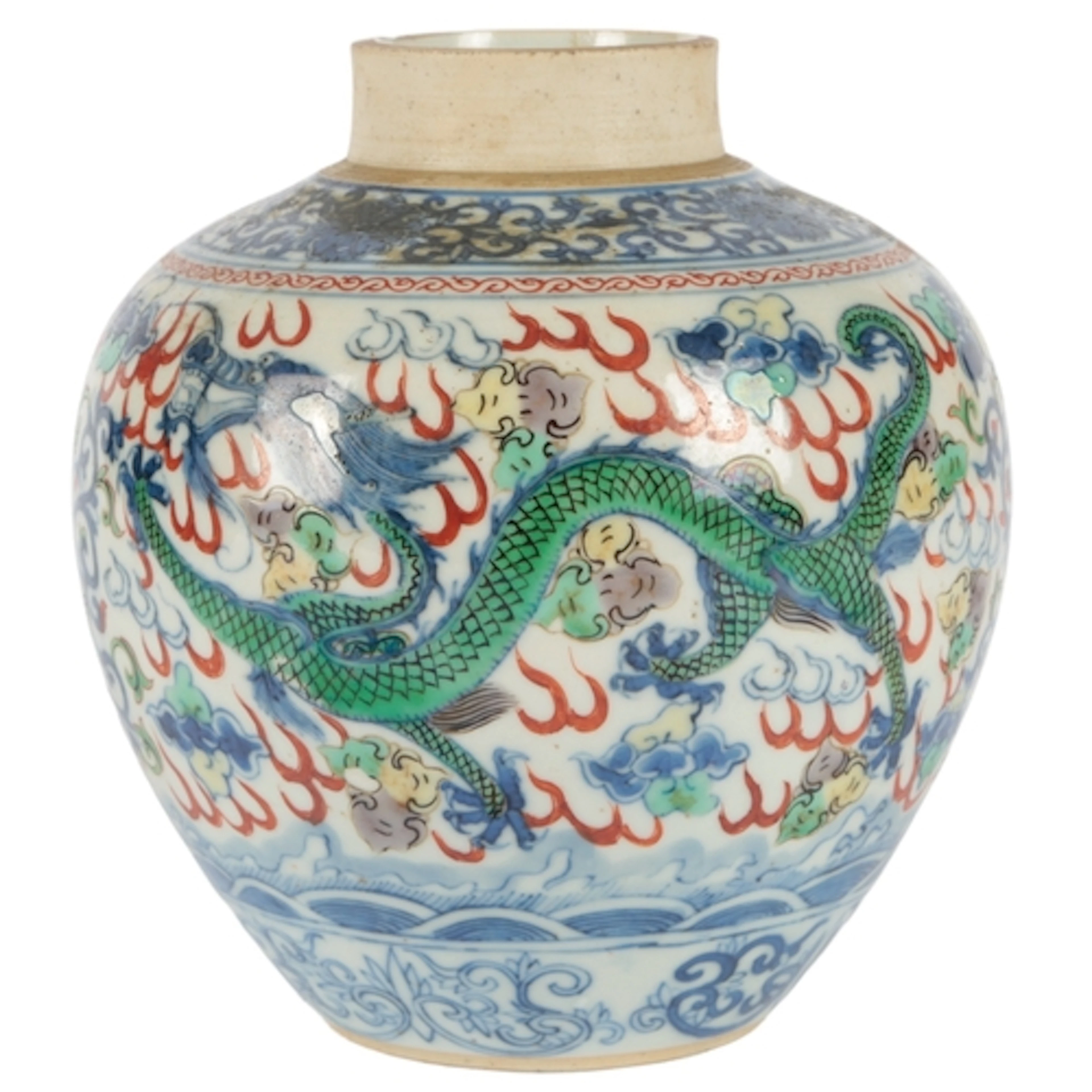 A Chinese doucai 'dragon' ovoid jar, Yongzheng mark, late 19...