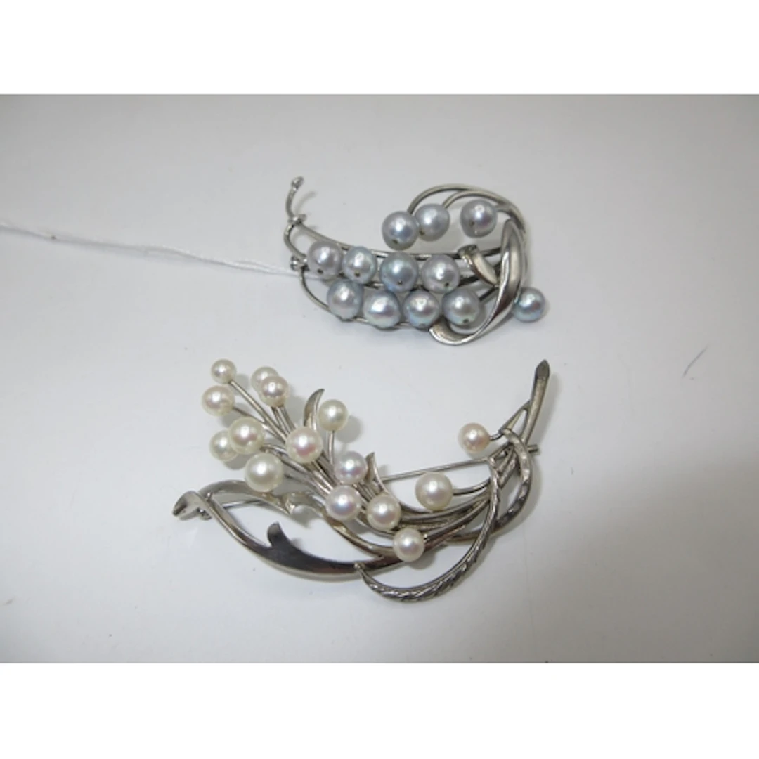 Two Pearl Set Brooches