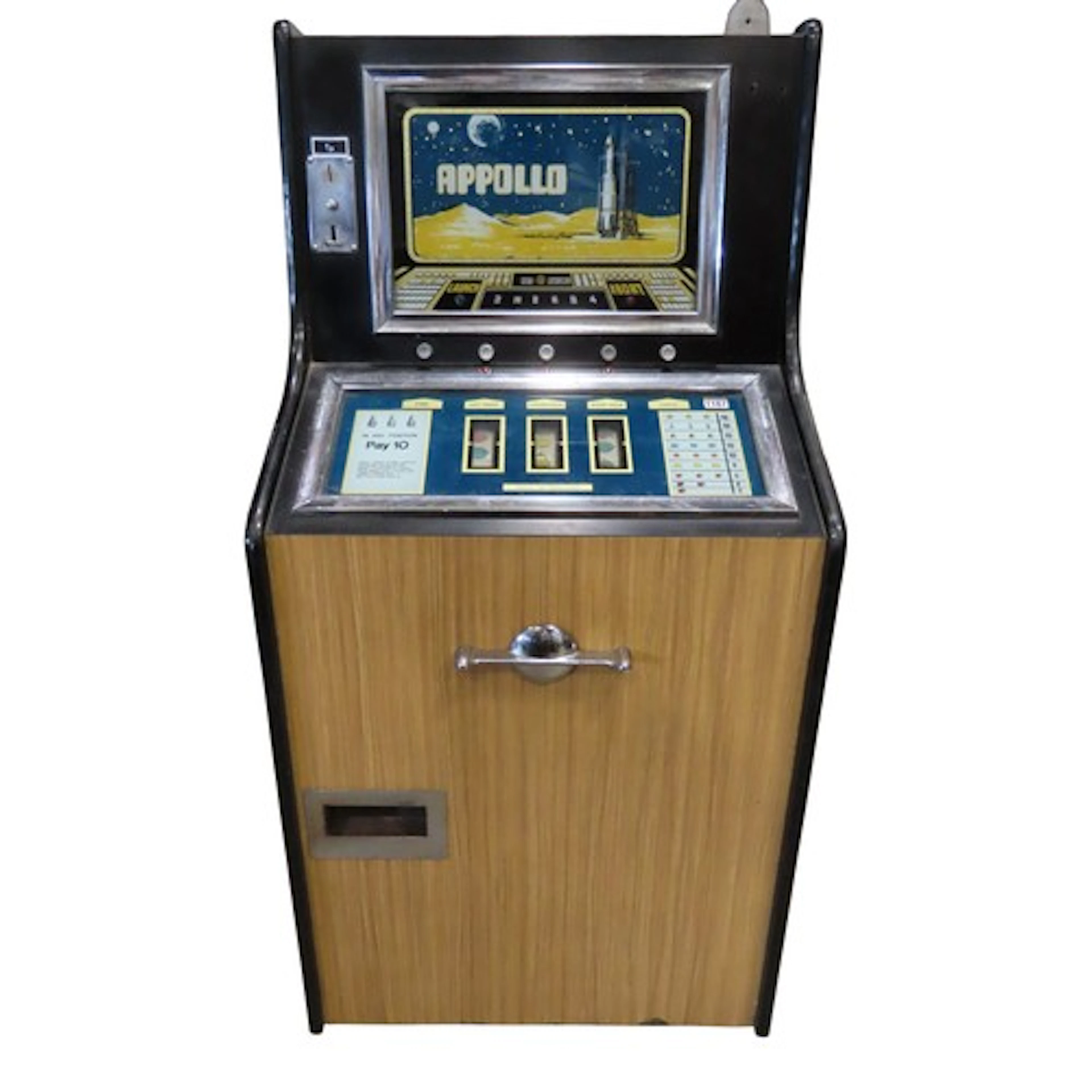 A vintage Apollo one penny slot fruit machine (af)