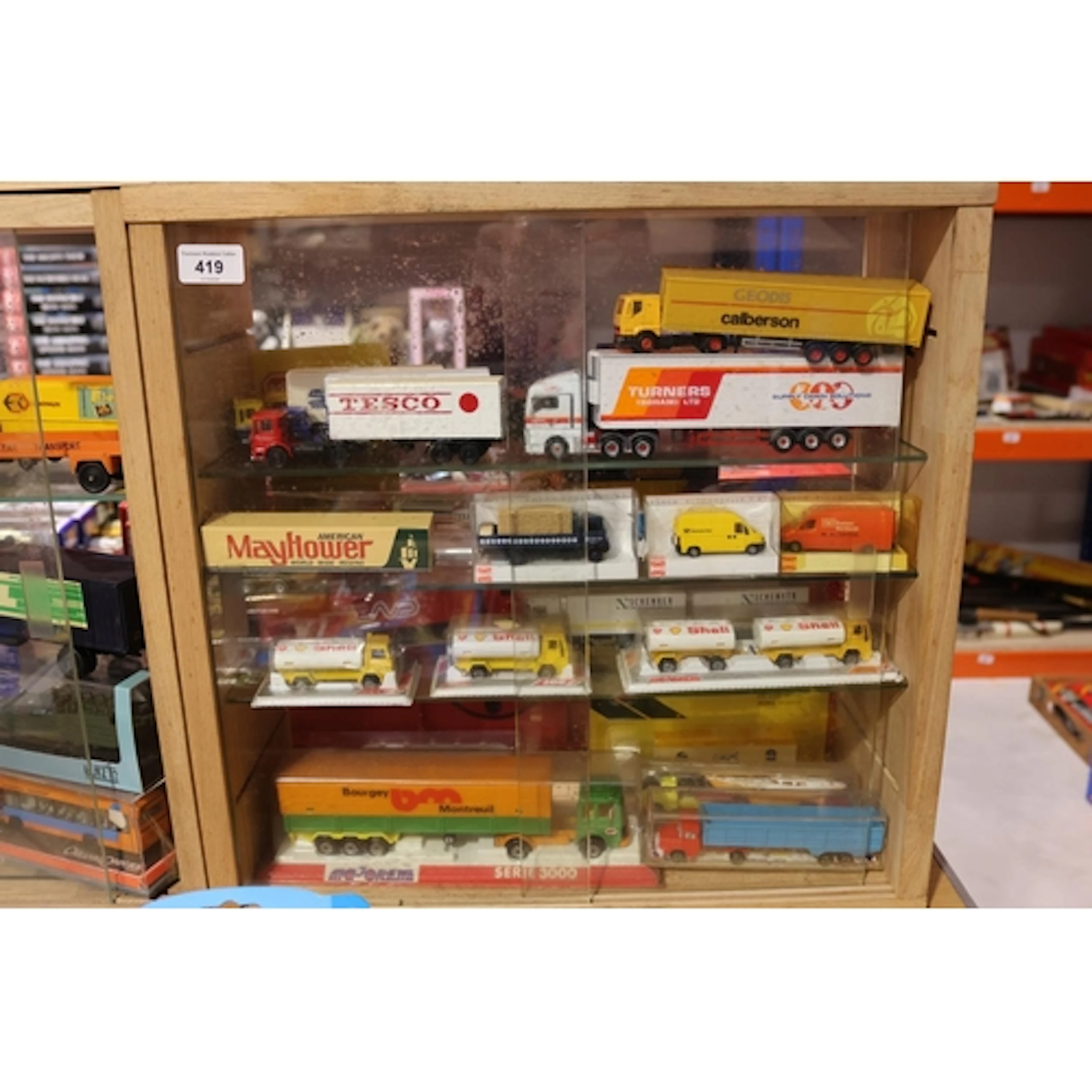 Ikea sliding door wall display case containing diecast model...