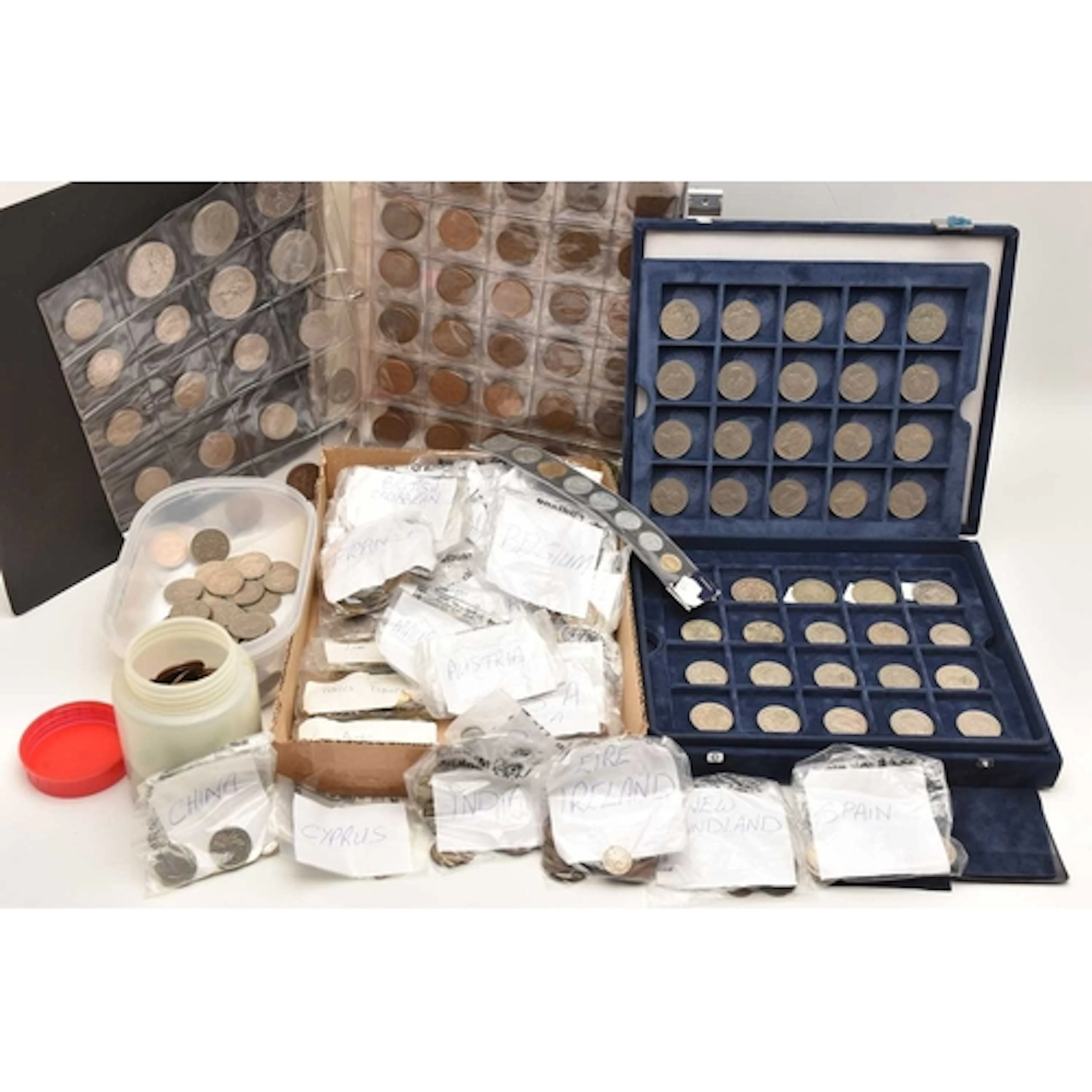 A Coin Album containing ten pages of UK coins, both pre-deci...