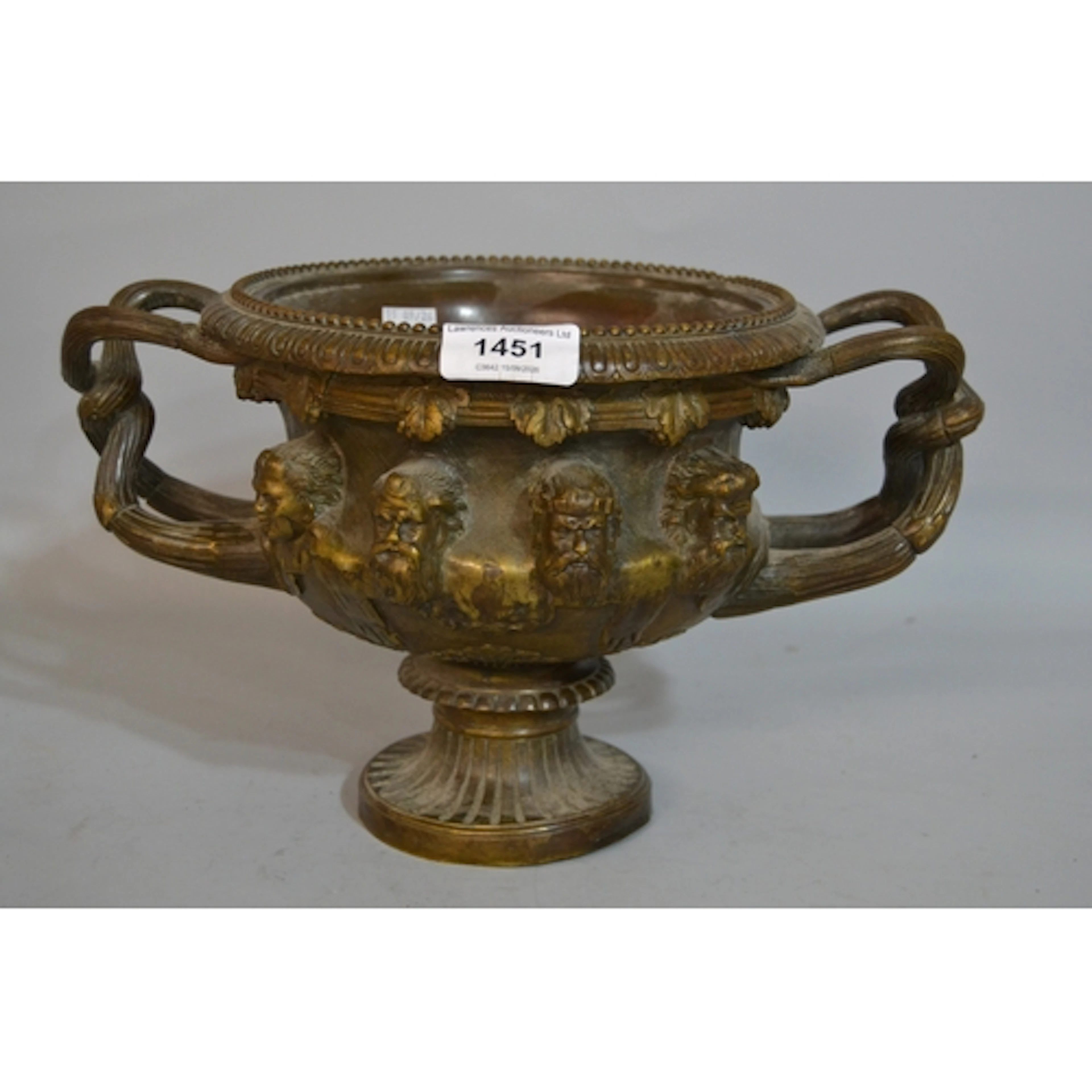 Late 19th / early 20th Century patinated bronze two handle p...