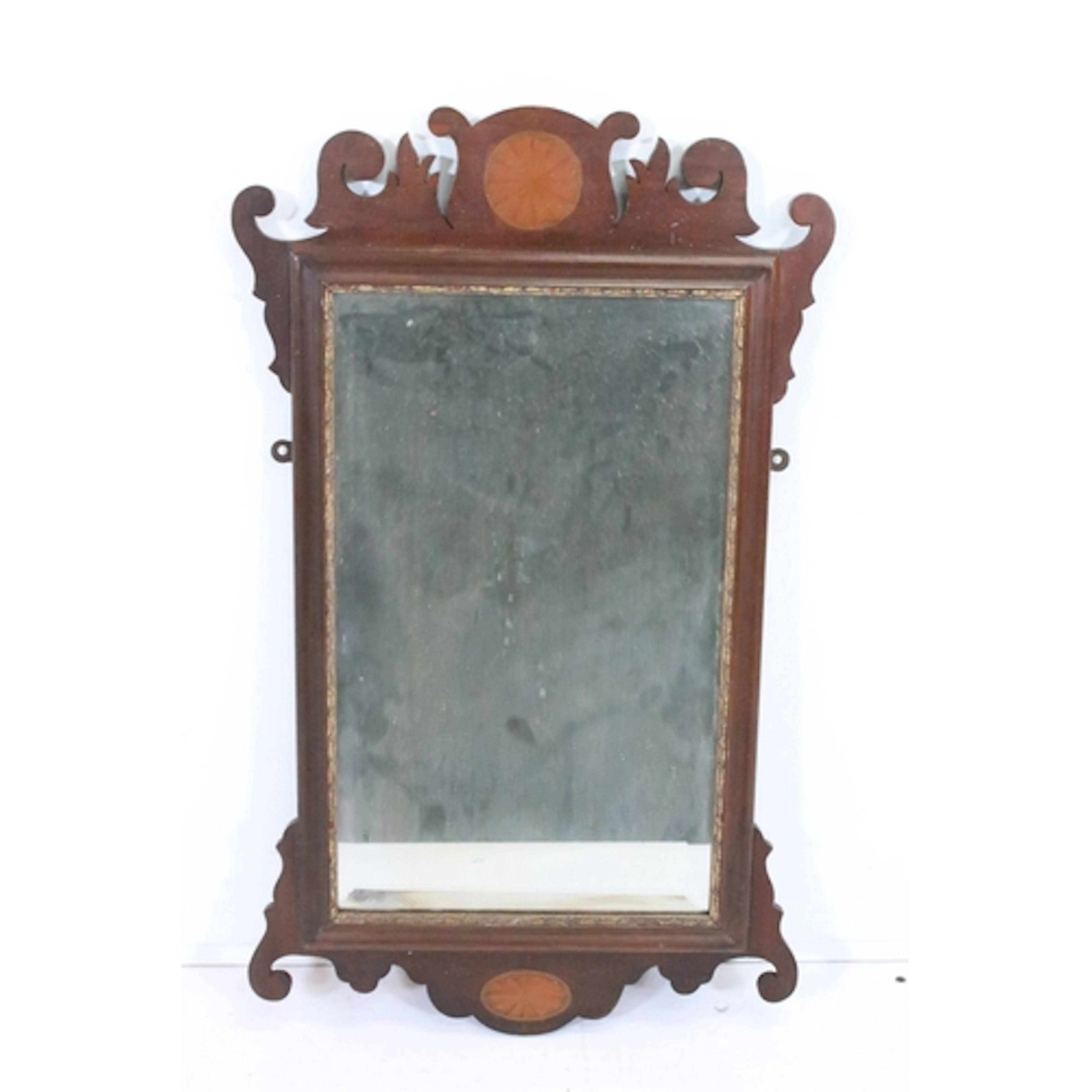 Georgian fretwork mahogany fretwork wall mirror, having inla...