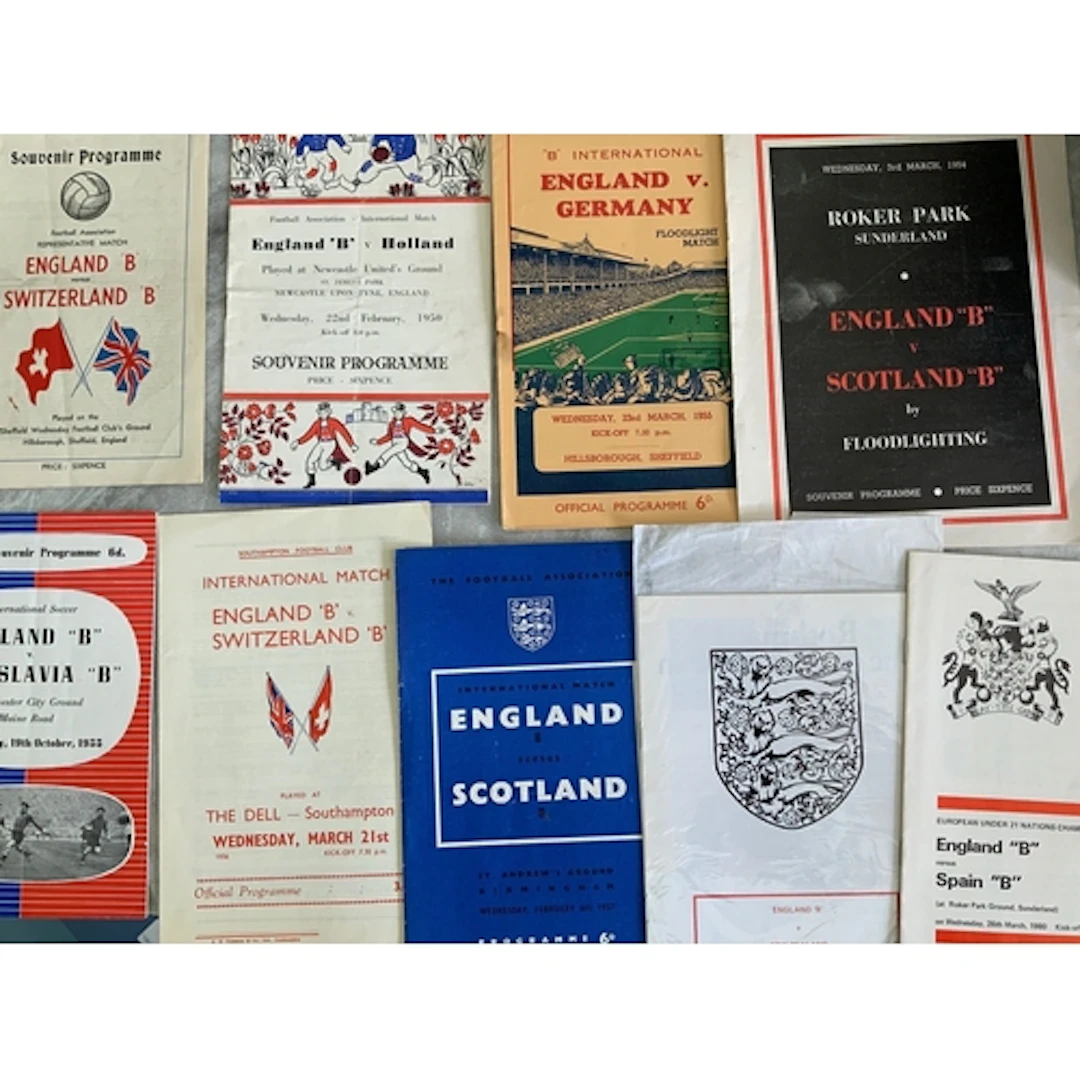 England B Football Programmes: Believed to be complete of al...