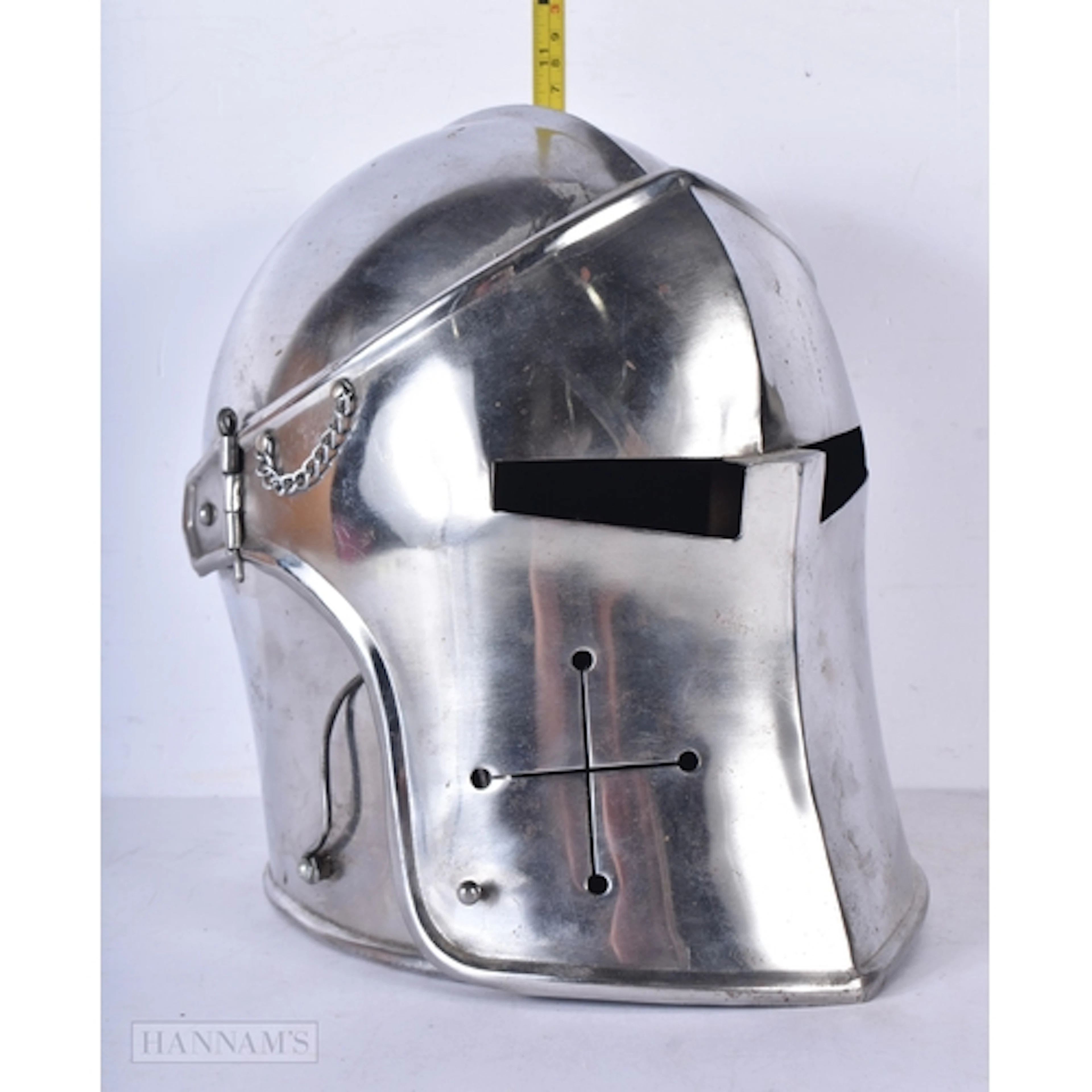 A replica adult size Medieval steel Knights helmet 27cm