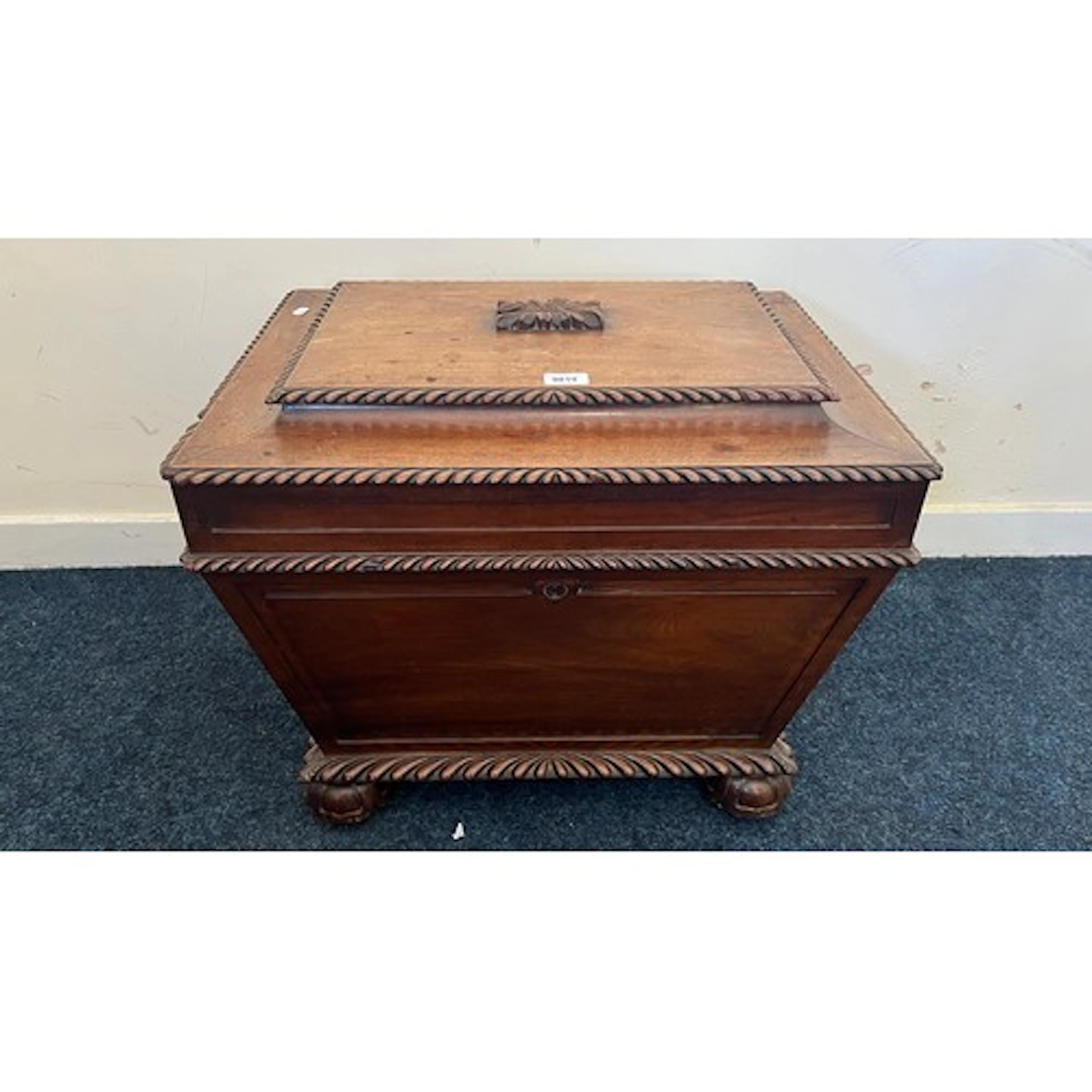 19th century mahogany sarcophagus cellarette, the gadrooned ...