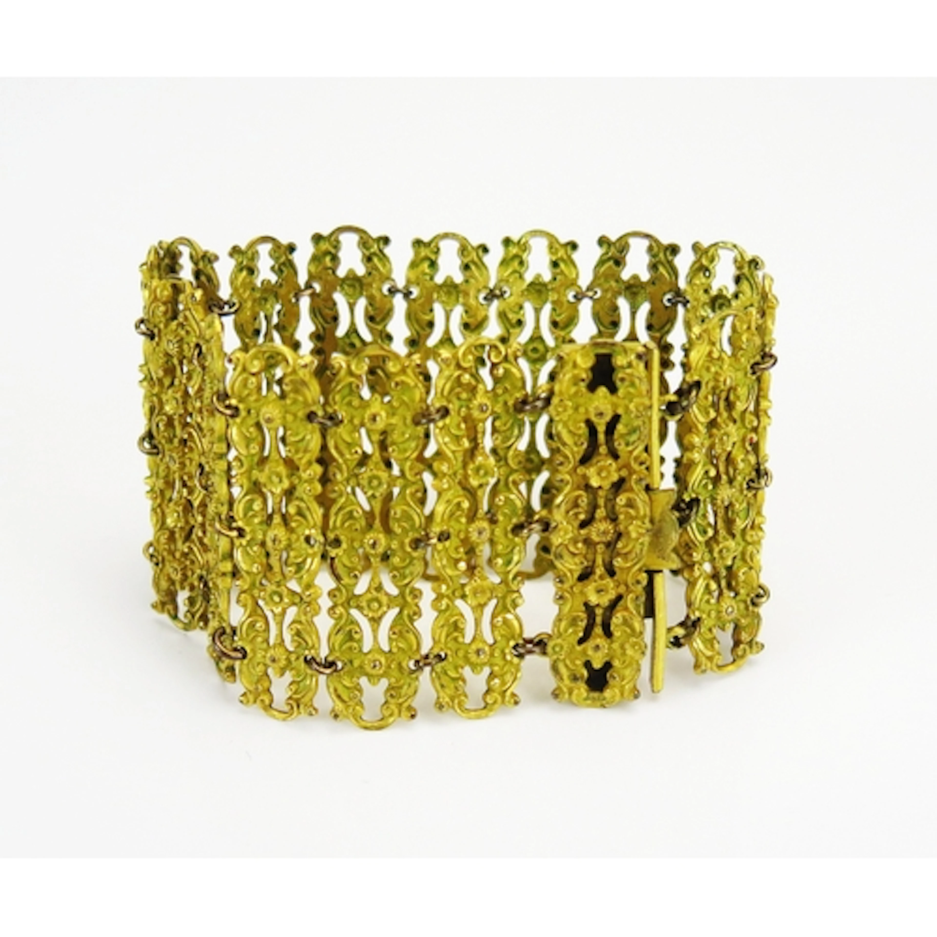A Georgian gilt metal bracelet, c. 40mm wide, 17.5cm