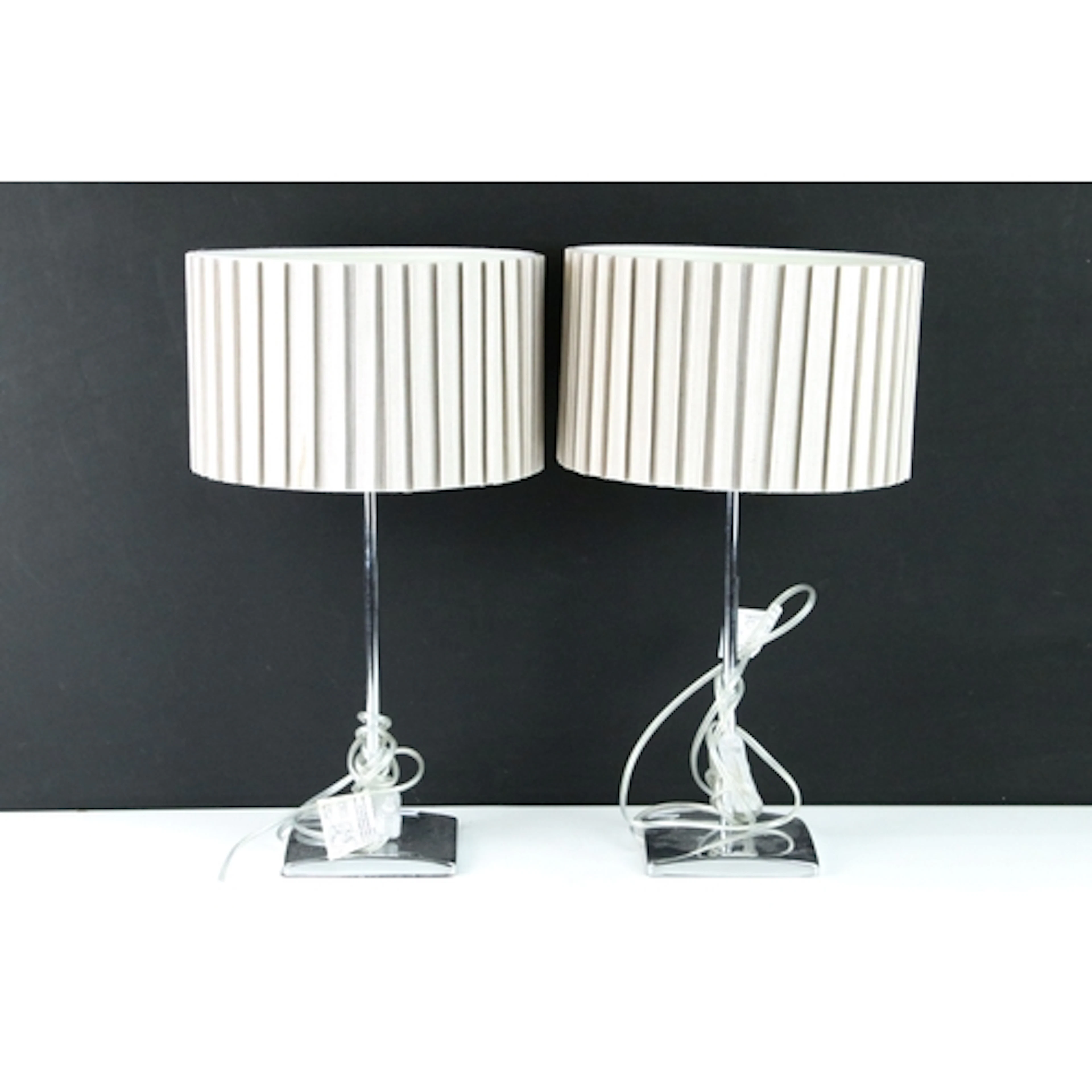Pair of 20th / 21st century chrome table lamps with square b...