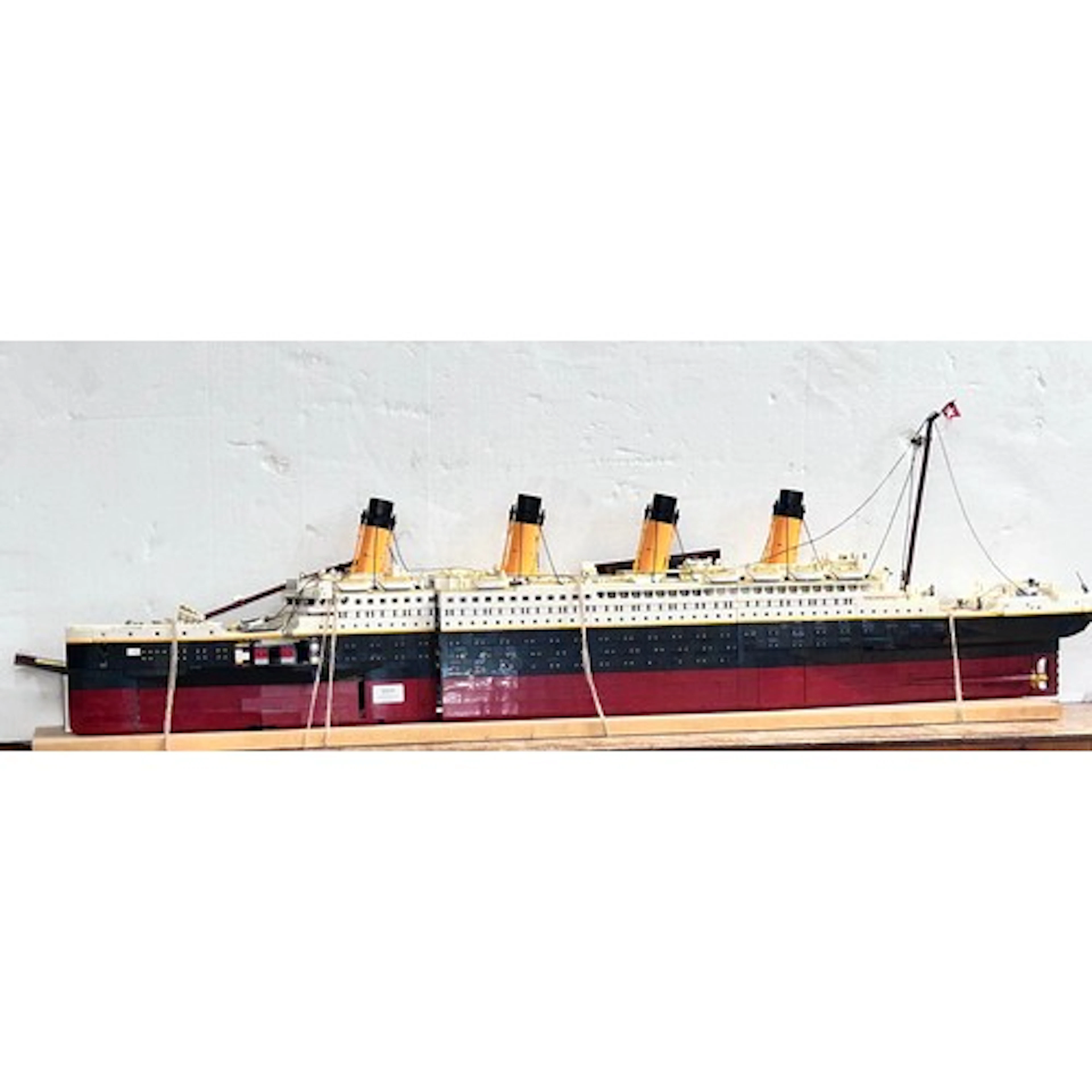 A large brick Titanic model, 137cm long