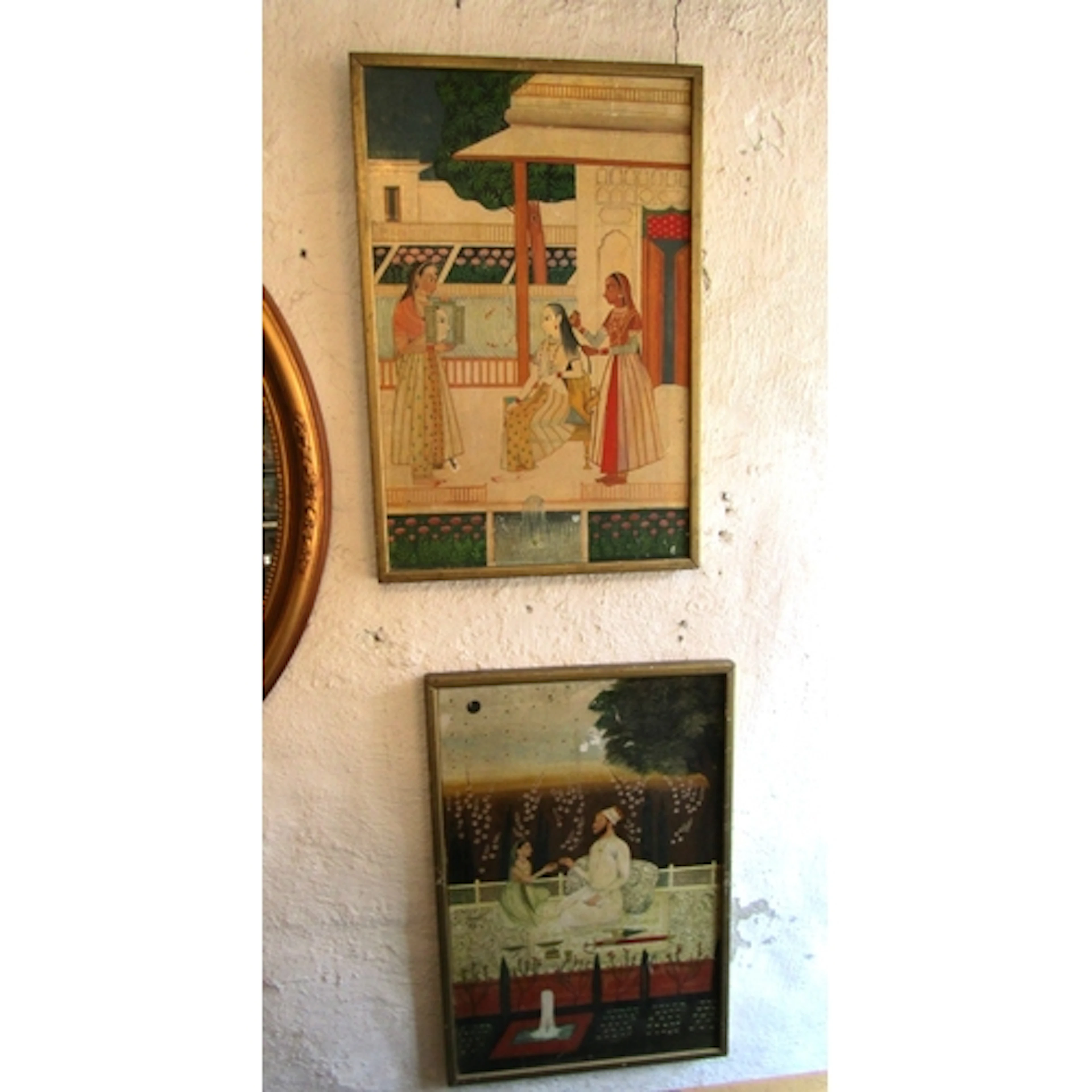 Pair of Persian School Original Paintings on Paper Laid on C...