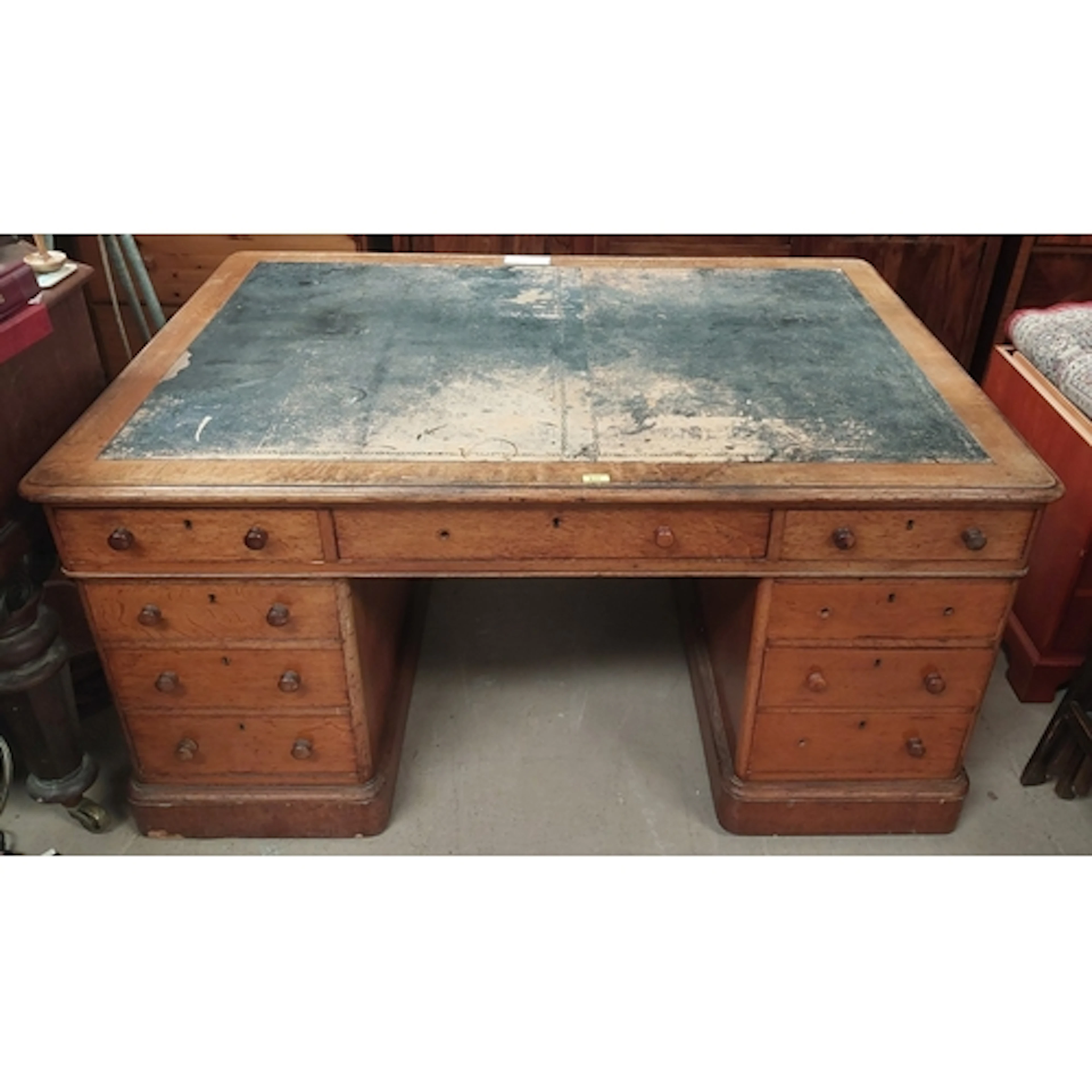 Late 19th/early 20th century oak partners desk with 6 drawer...