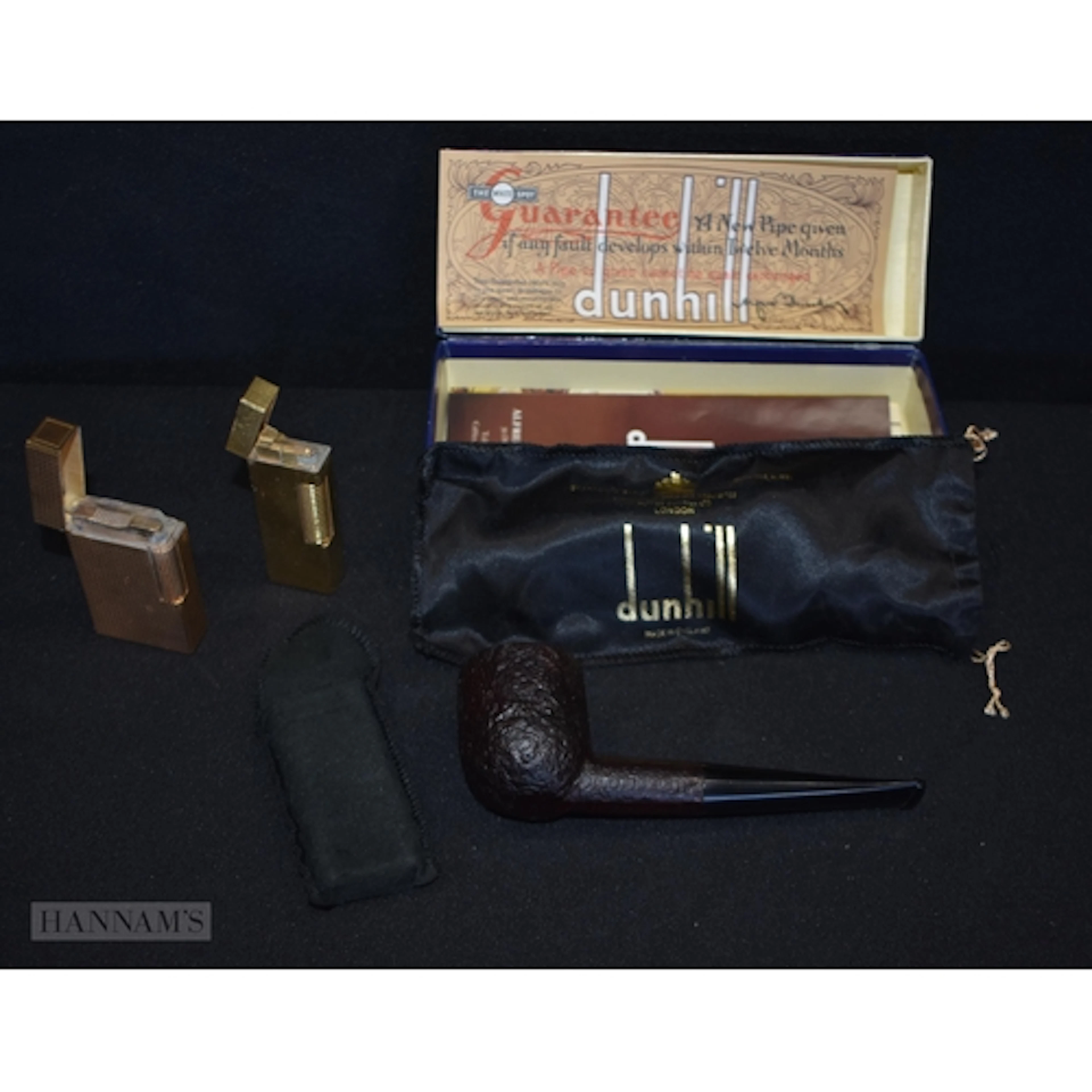 A Dunhill Shell Briar pipe and lighter together with a Dupon...