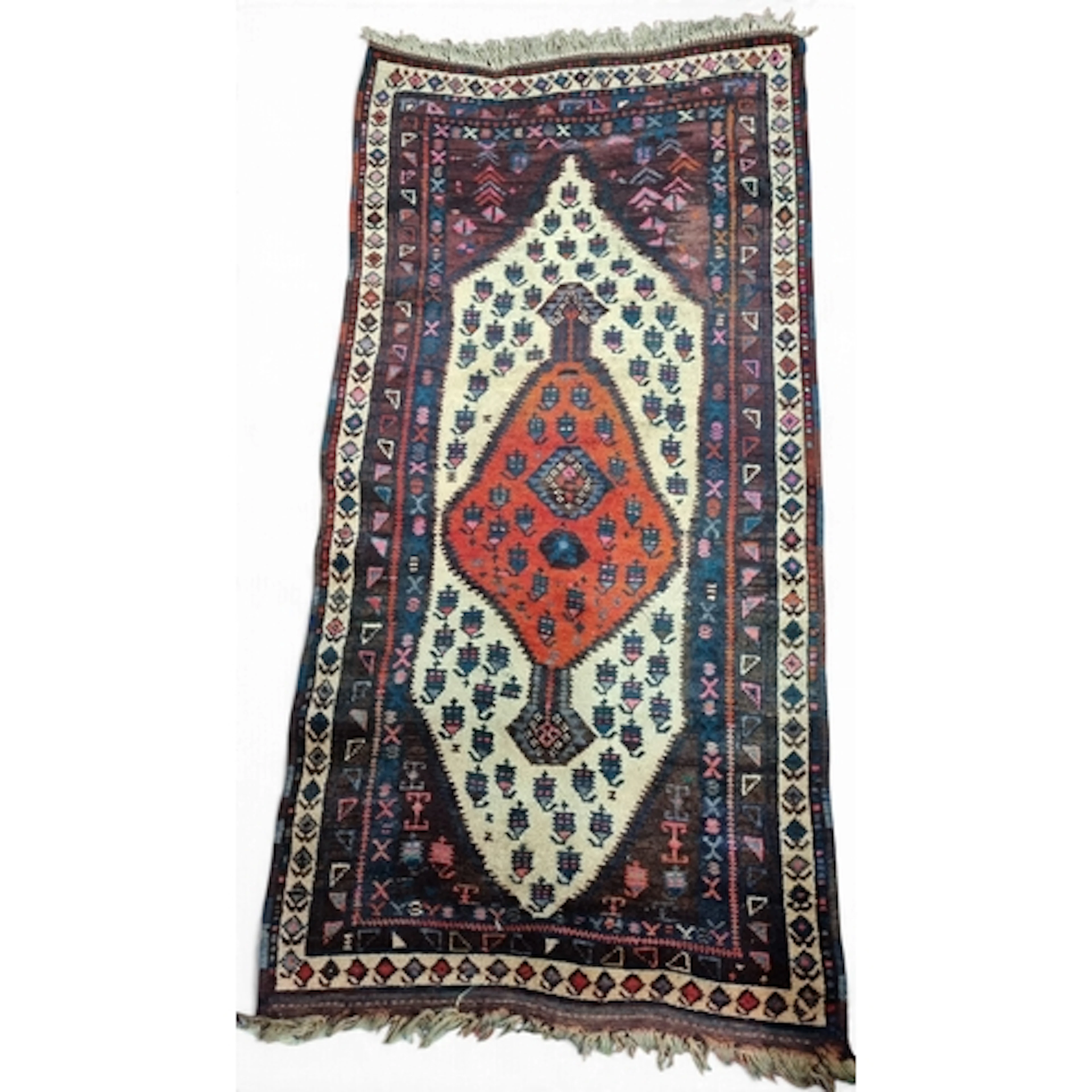 A Persian brown ground Rug. 220 x 103 cm approx.