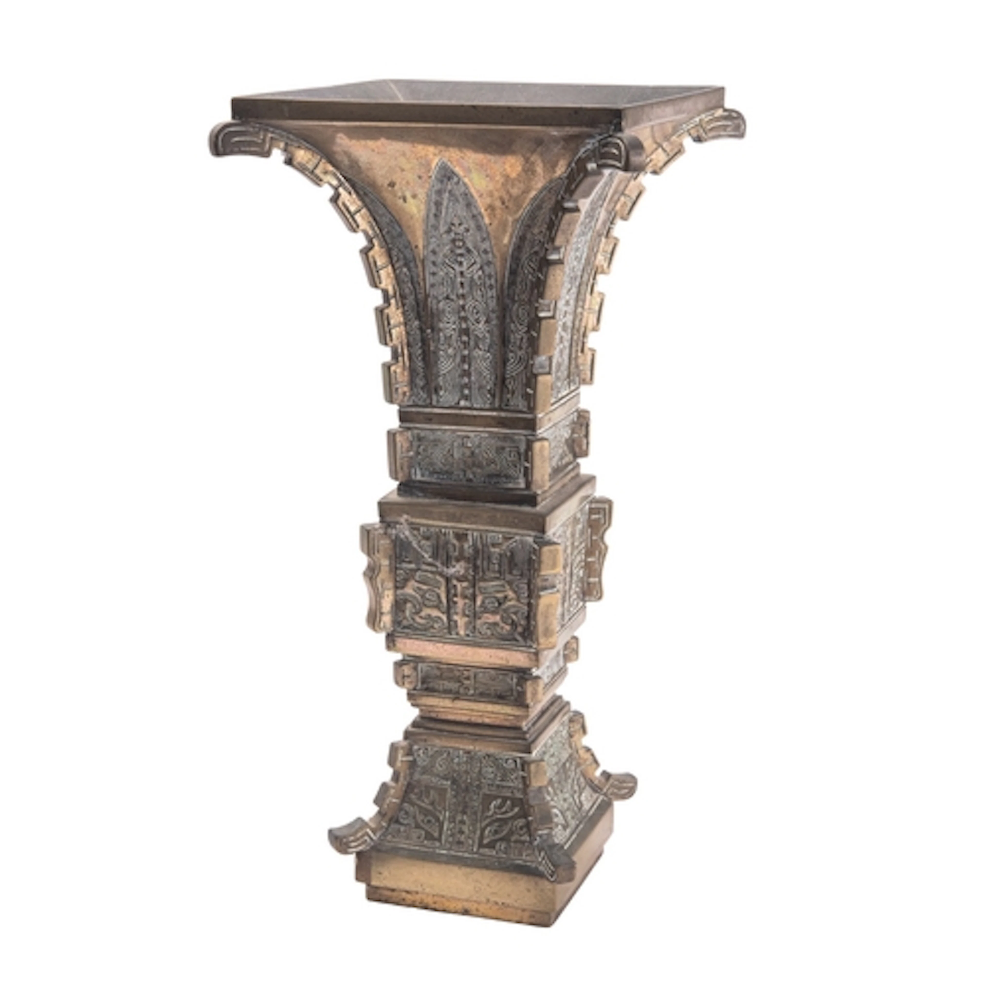 A Chinese bronze archaistic Gu vase, 20th century cast with ...