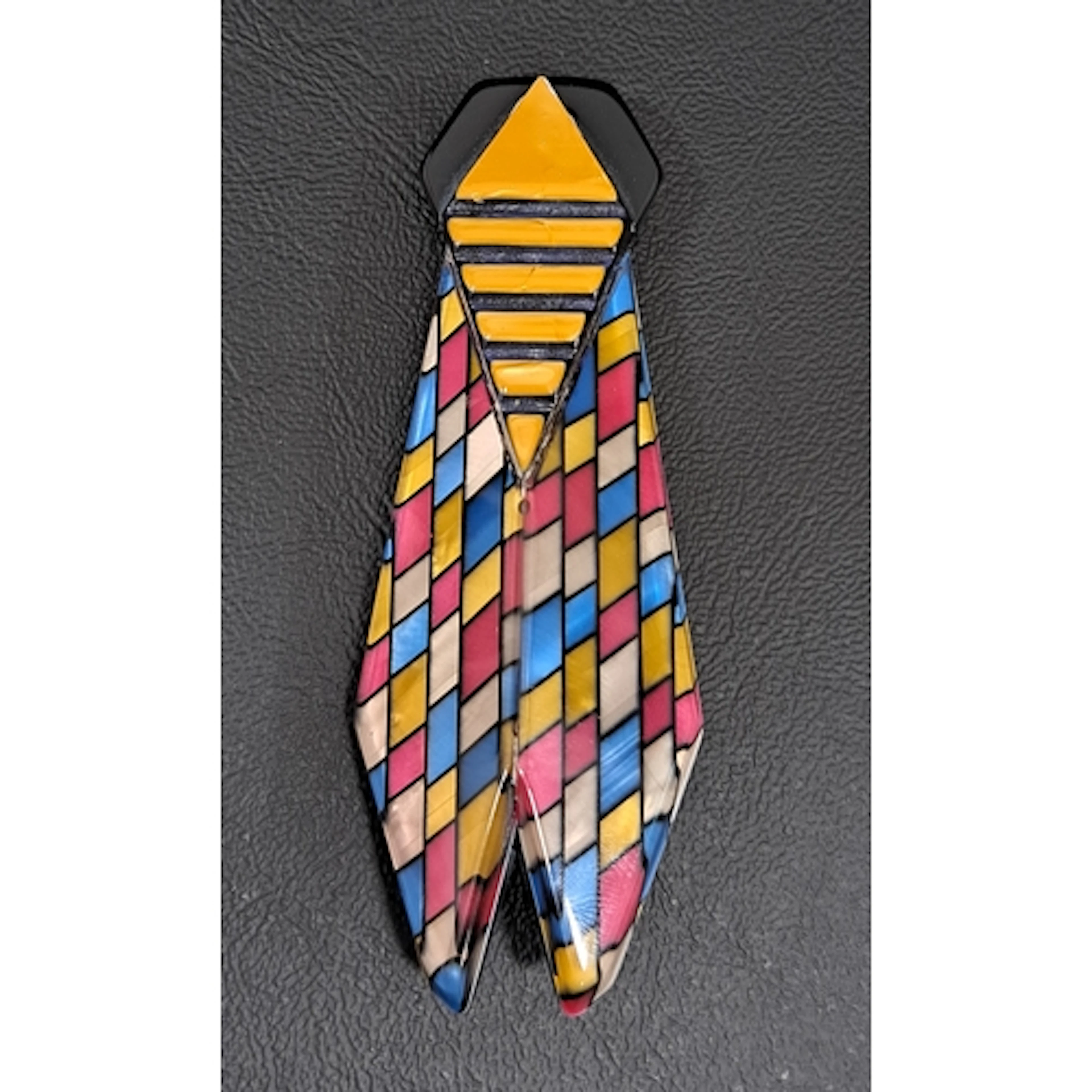 LEA STEIN CICADA BROOCH with multi coloured wings, marked 'L...