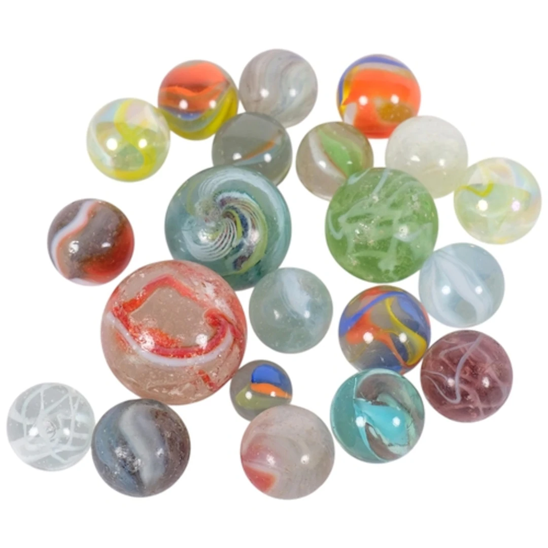 A small collection of Vintage and other glass marbles, inclu...