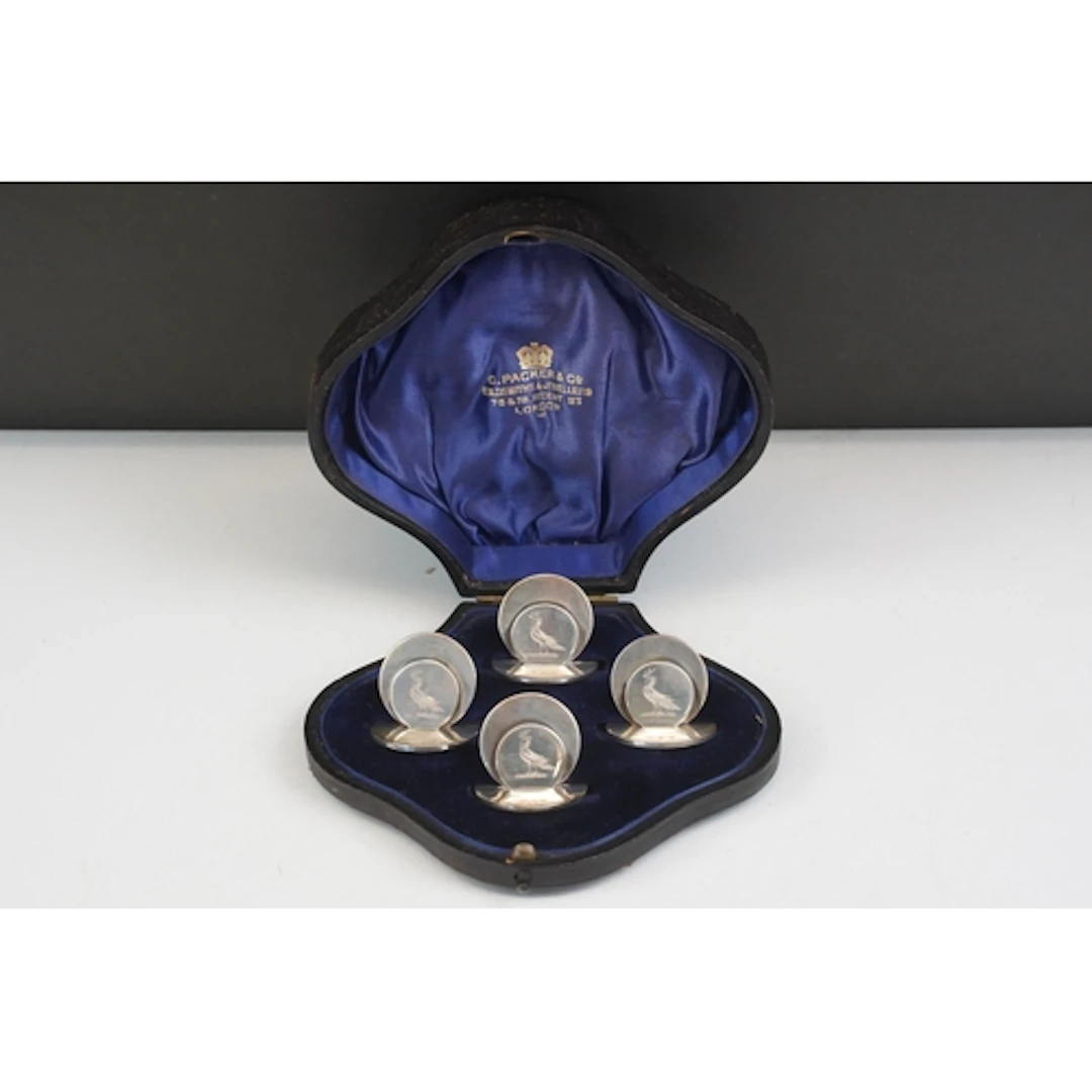 A cased set of four Edwardian fully hallmarked sterling silv...