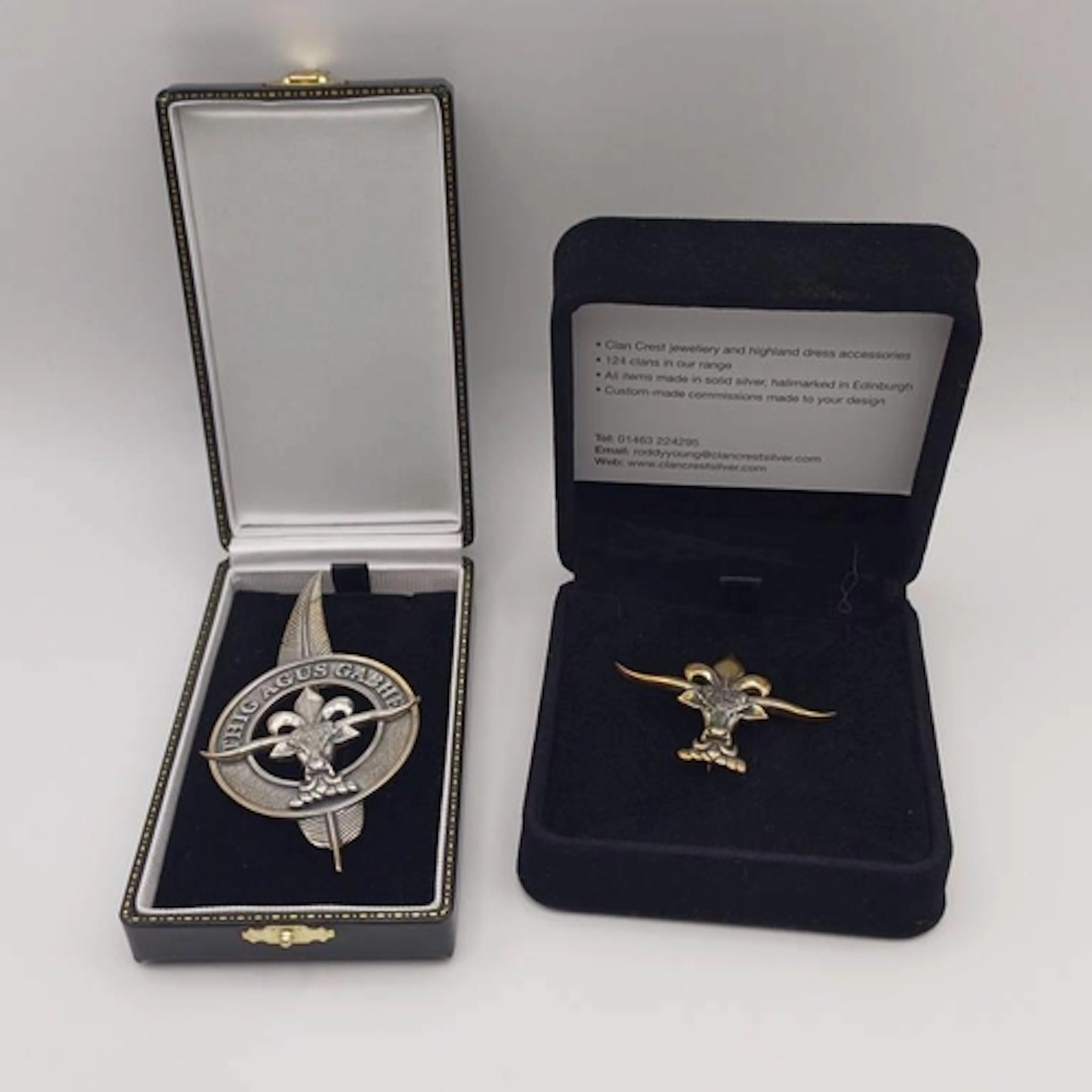 SCOTTISH SILVER CLAN MACLEOD ARMIGER BADGE & MATCHING SILVER...