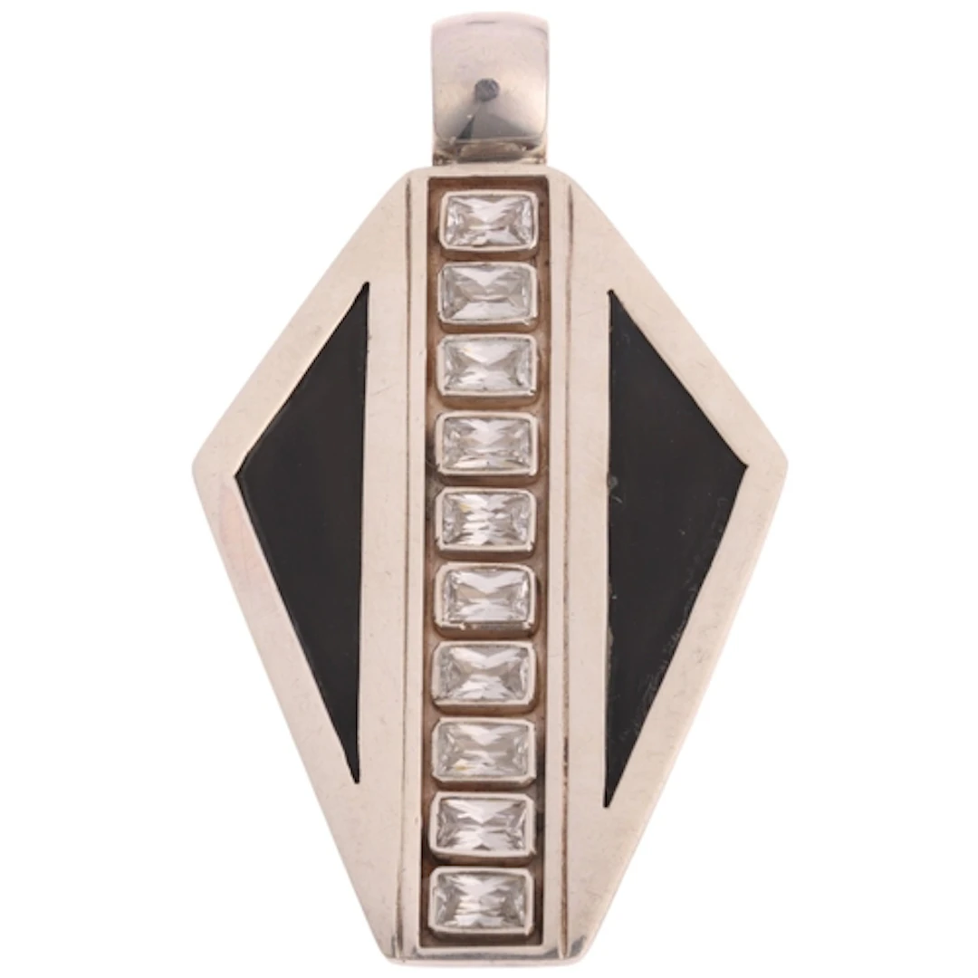 A large Indonesian sterling silver cubic zirconia geometric ...