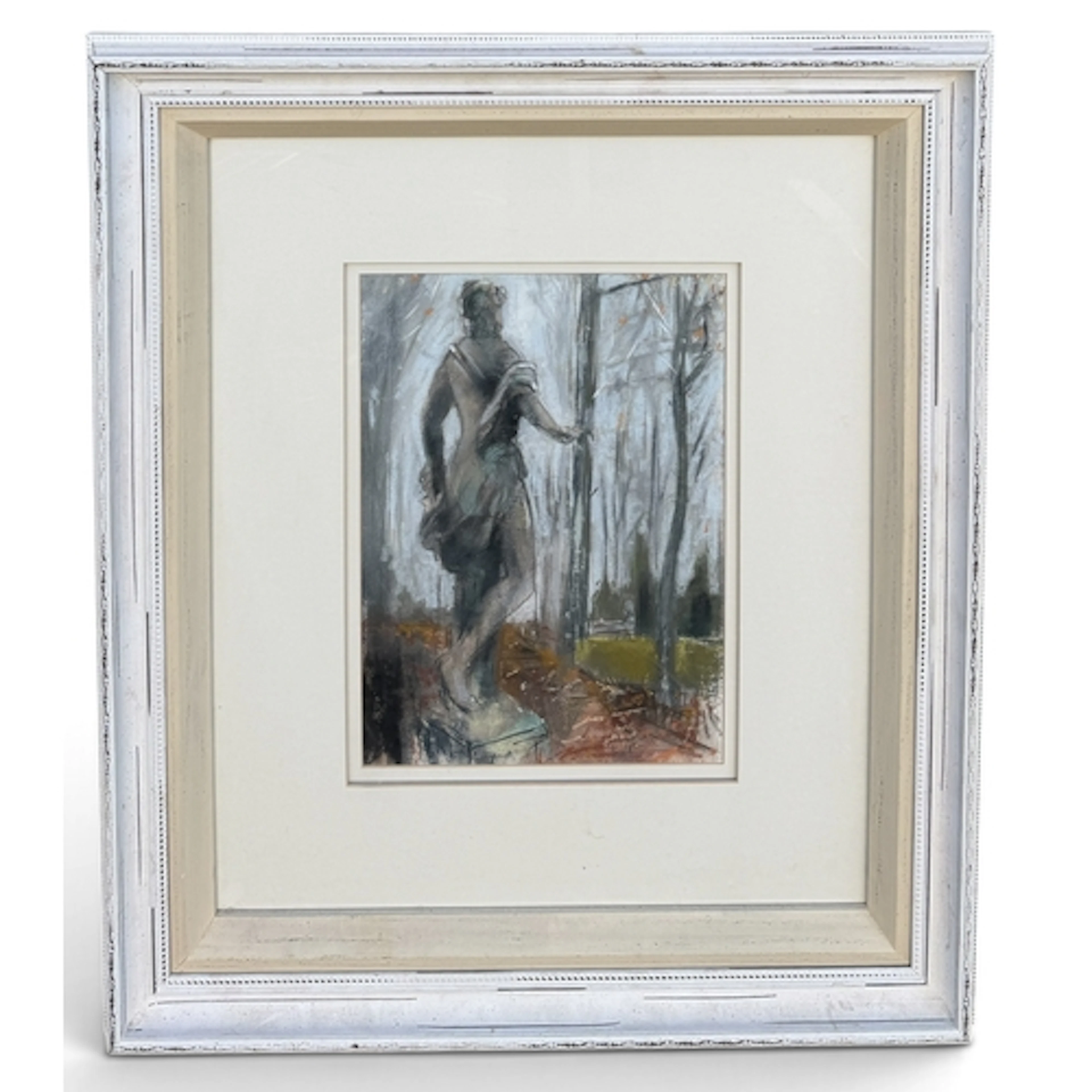20TH CENTURY SCHOOL: MARBLE STATUE OF A LADY IN A PARK Paste...