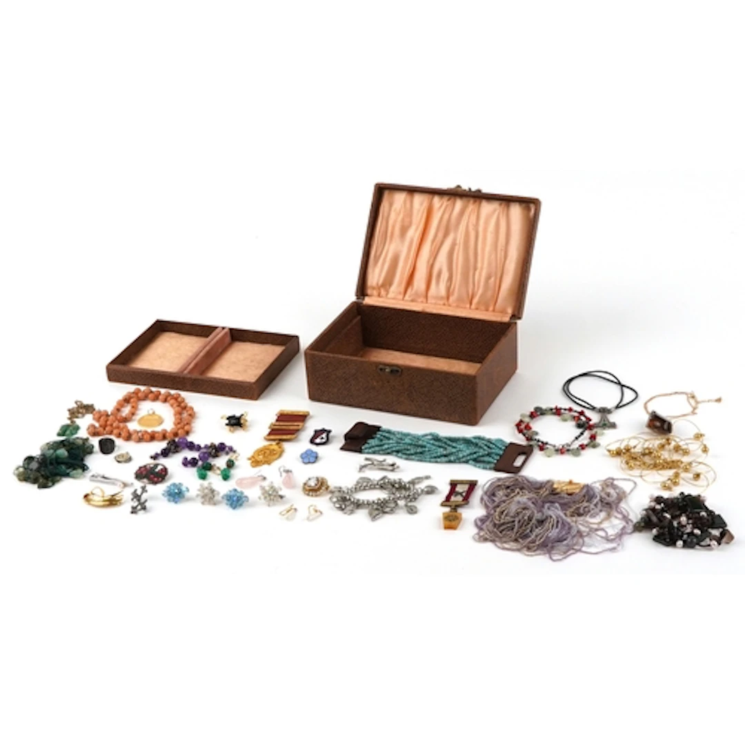 Antique and later jewellery including brooches, earrings and...