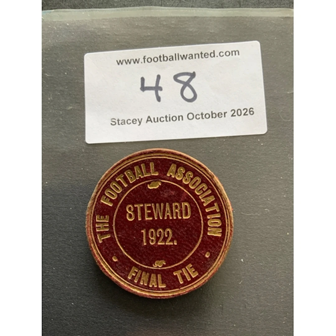 1922 FA Cup Final Stewards Football Badge: Huddersfield v Pr...