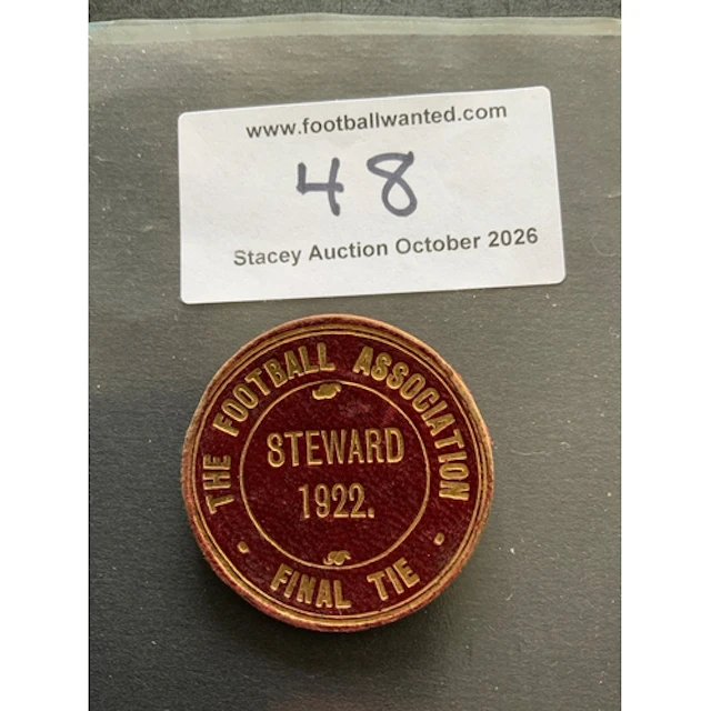 1922 FA Cup Final Stewards Football Badge: Huddersfield v Pr...