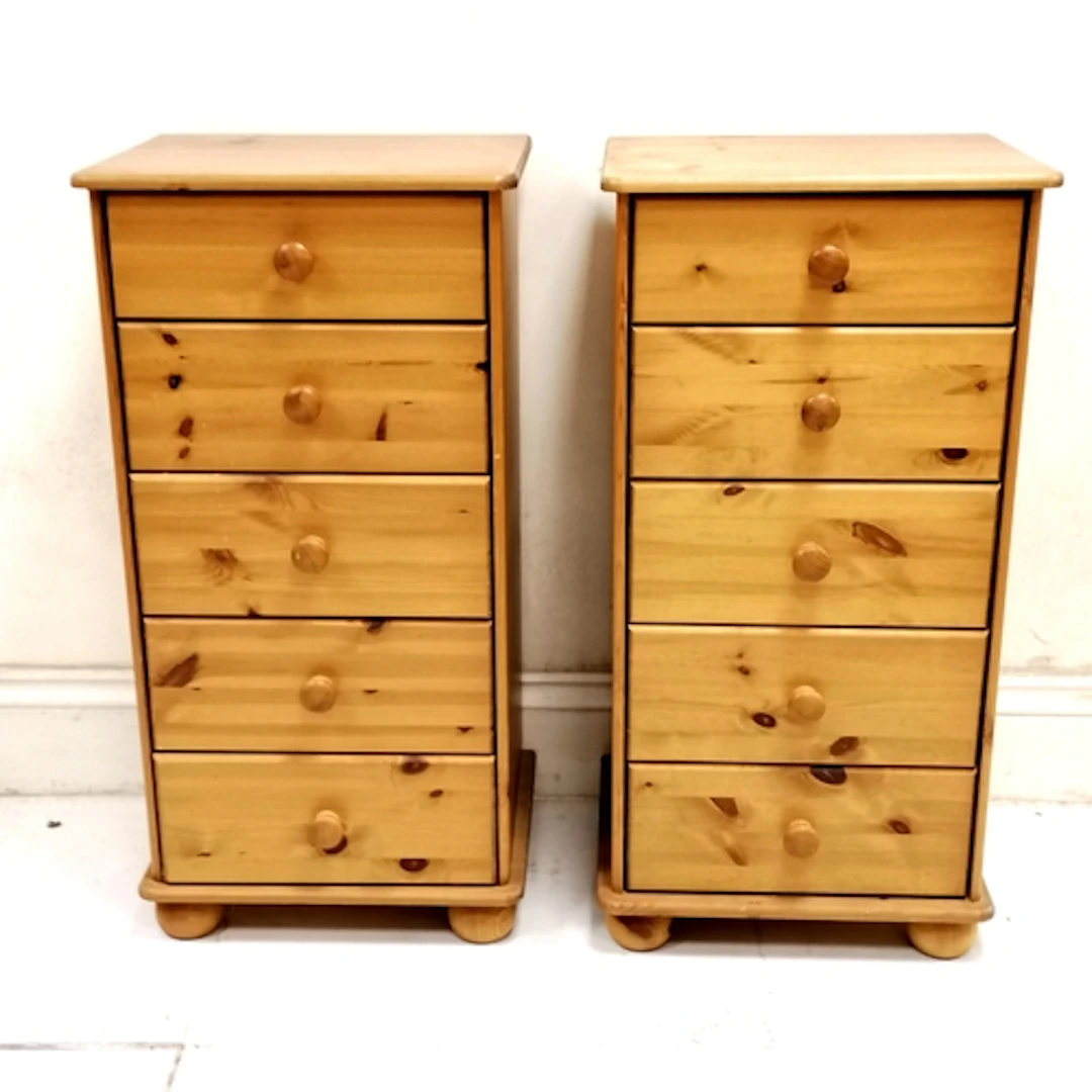 Pair of 5 drawer slim chests of drawers - 43cm wide x 36cm x...