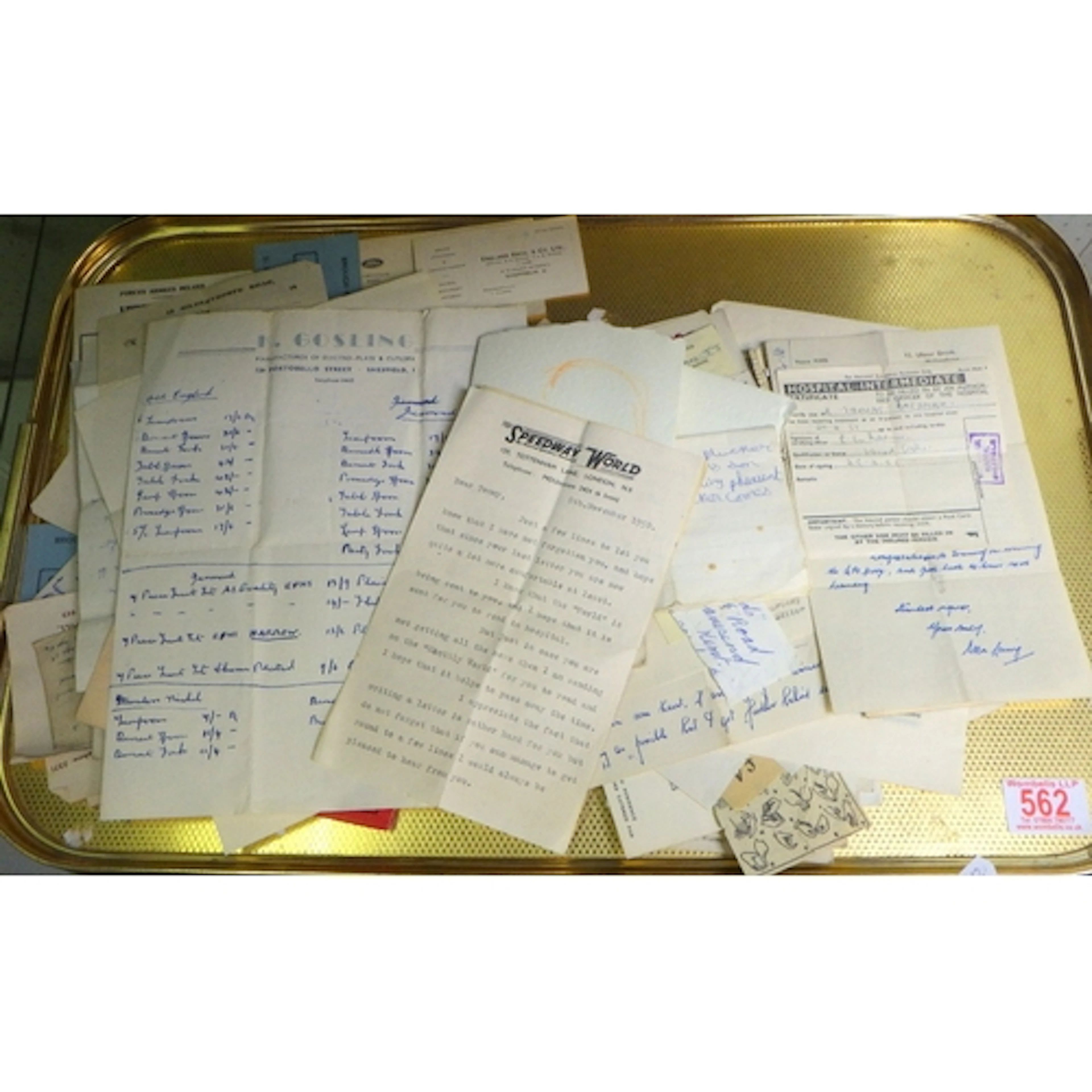 A qty of early Speedway ephemera related to Thomas Bateman