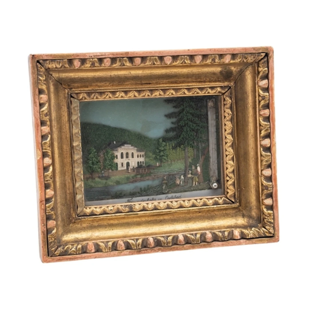 An Austro-Hungarian painted wax souvenir diorama with thermo...