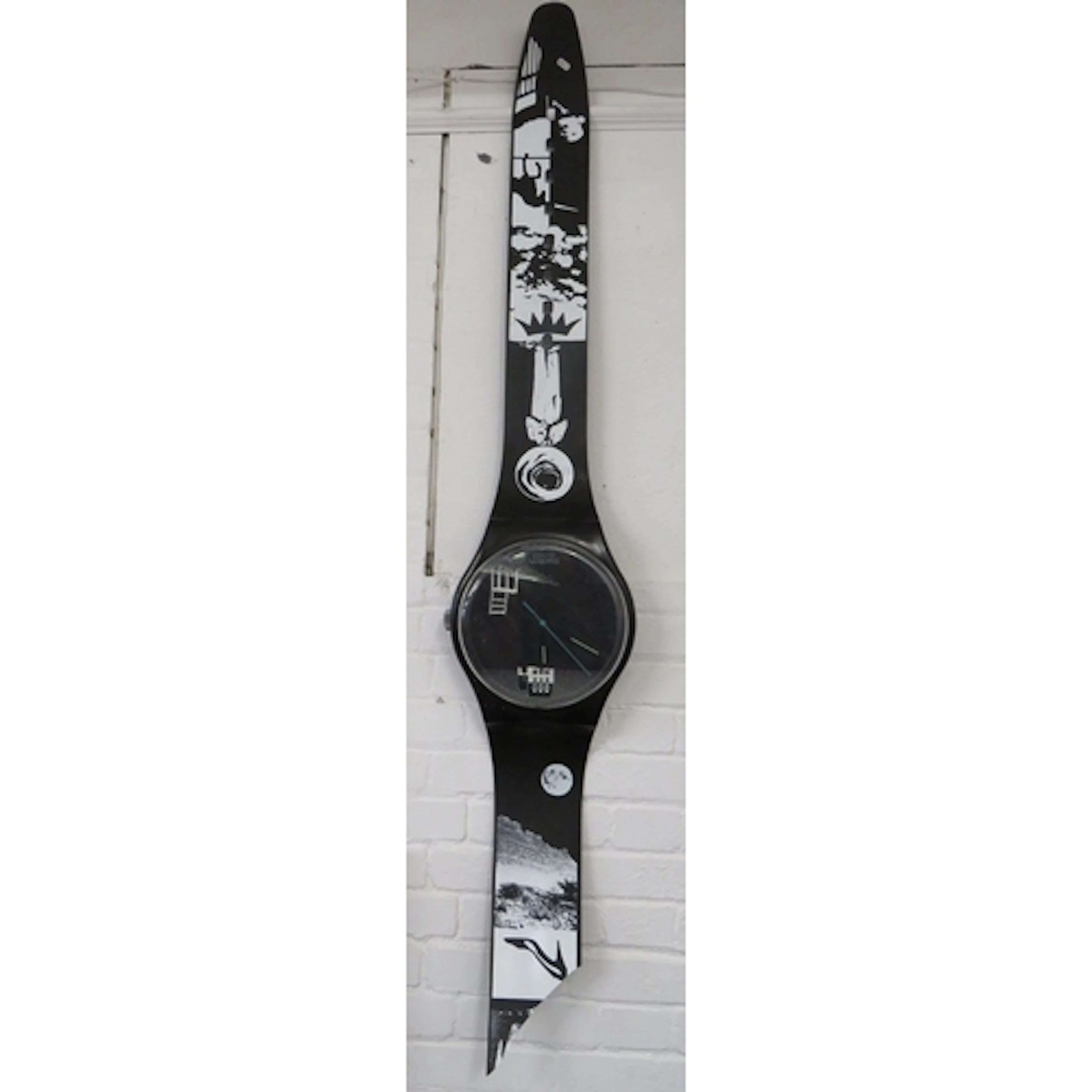 Large Wall Hanging Swatch Swiss Clock in the style of a watc...